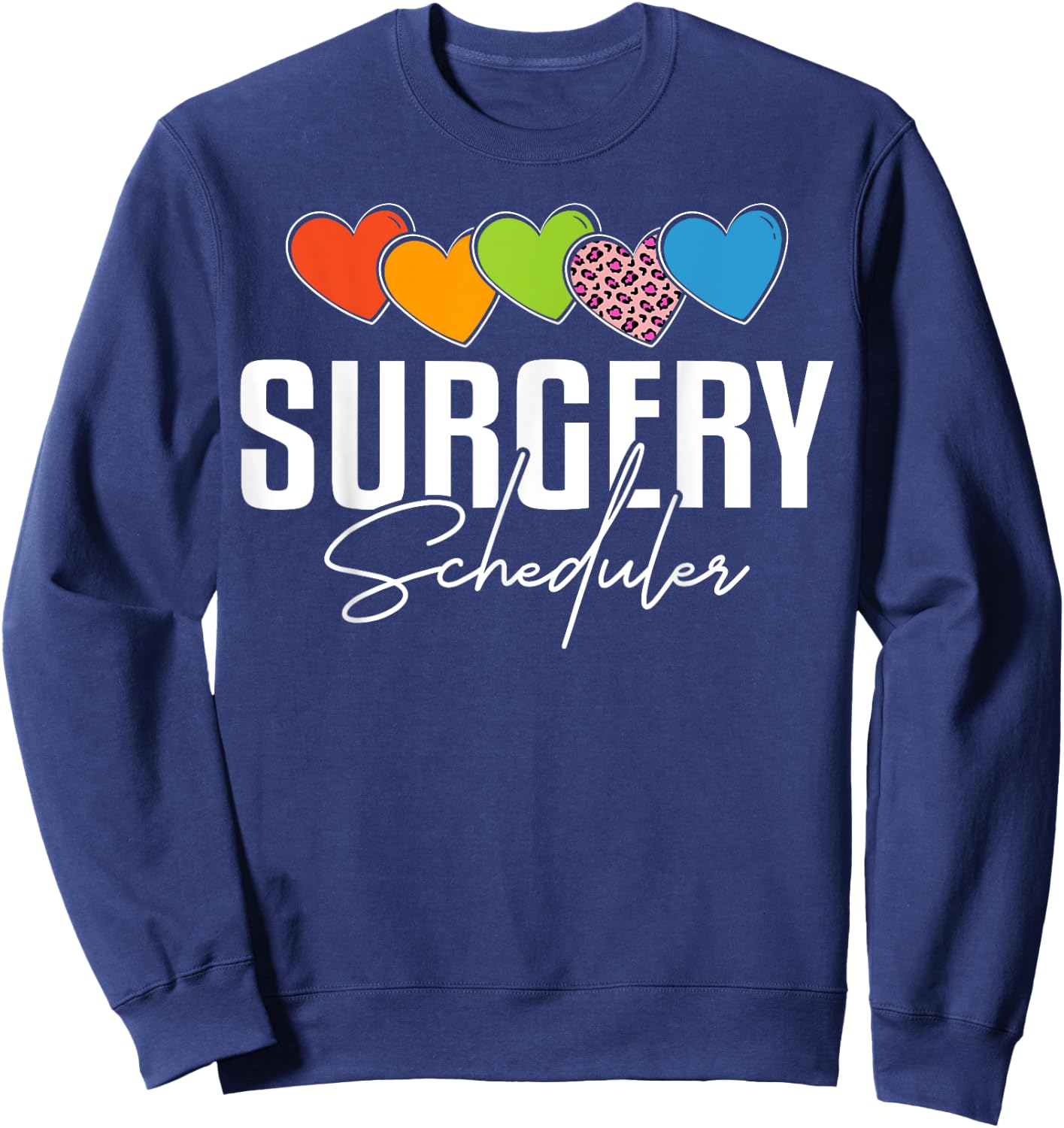 Surgery Scheduler Heart Leopard Sweatshirt - Sweatshirt | Navy