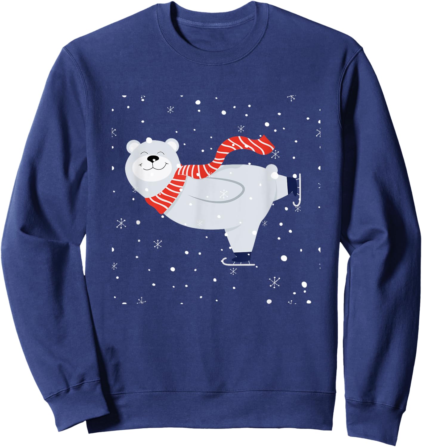 Polar Bear Ice Skating T shirt Funny Christmas Bear Lovers Sweatshirt - Sweatshirt | Navy