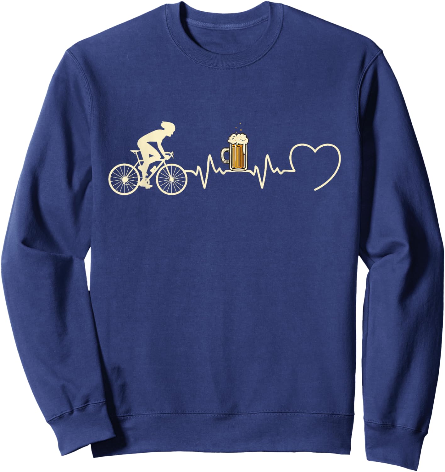 Homme Humour Velo Rigolo Humoristique Marrant Herren Damen Radfahrer Schwarz S Klassisch Kurzarm Doppelt Genähter Saum Geschenkidee Radfahrer Humor Bier Herzschlag Fahrrad Sweatshirt - Sweatshirt | Navy