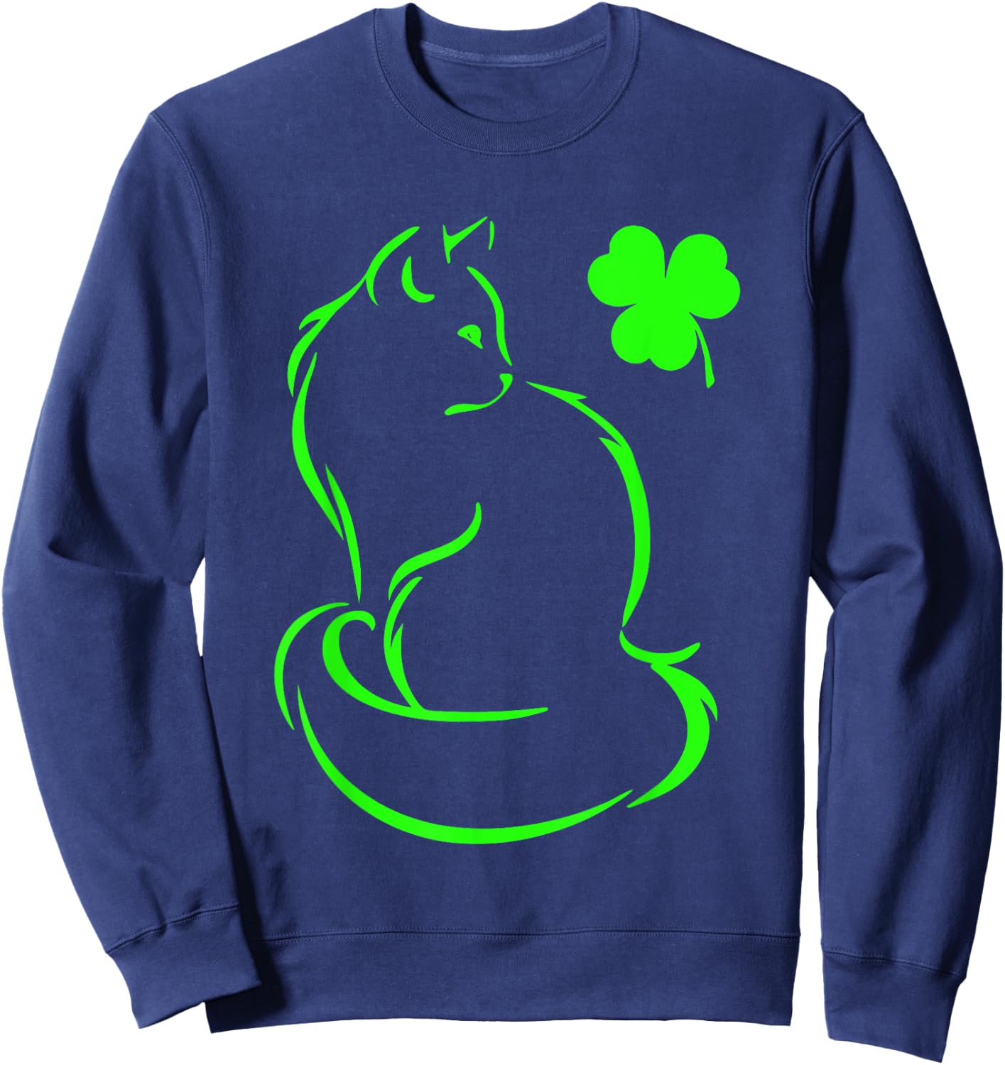 Shamrock Green Cat St Patricks Day Cat Lovers Cat Mom Women Sweatshirt - Sweatshirt | Navy