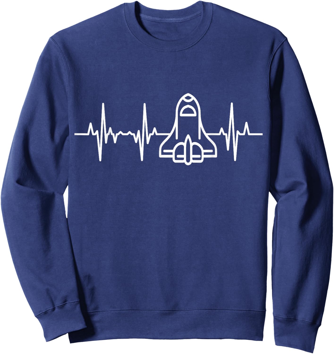 Space Rocket Heartbeat Space Enthusiast ECG Sweatshirt - Sweatshirt | Navy