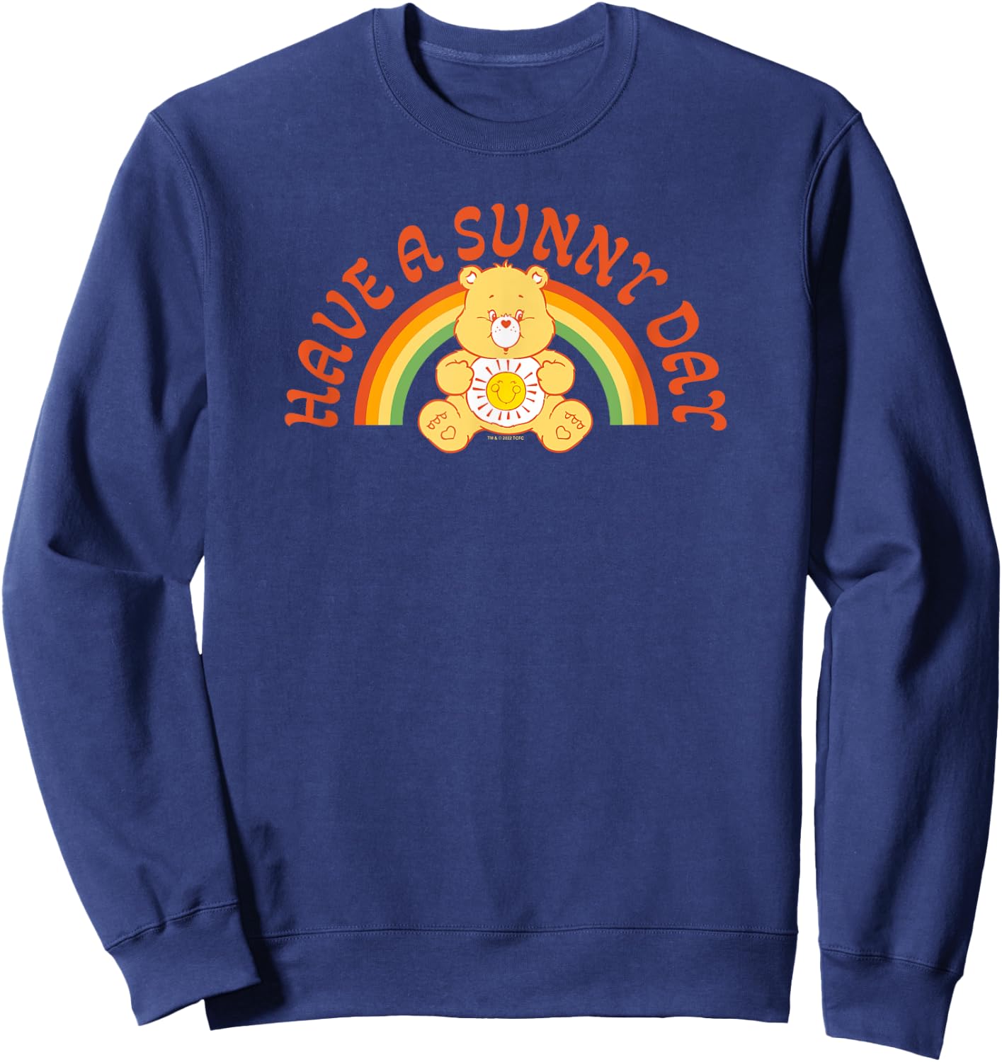 Care Bears Funshine Bear Have A Sunny Day Retro Rainbow , Black, S Sweatshirt - Sweatshirt | Navy