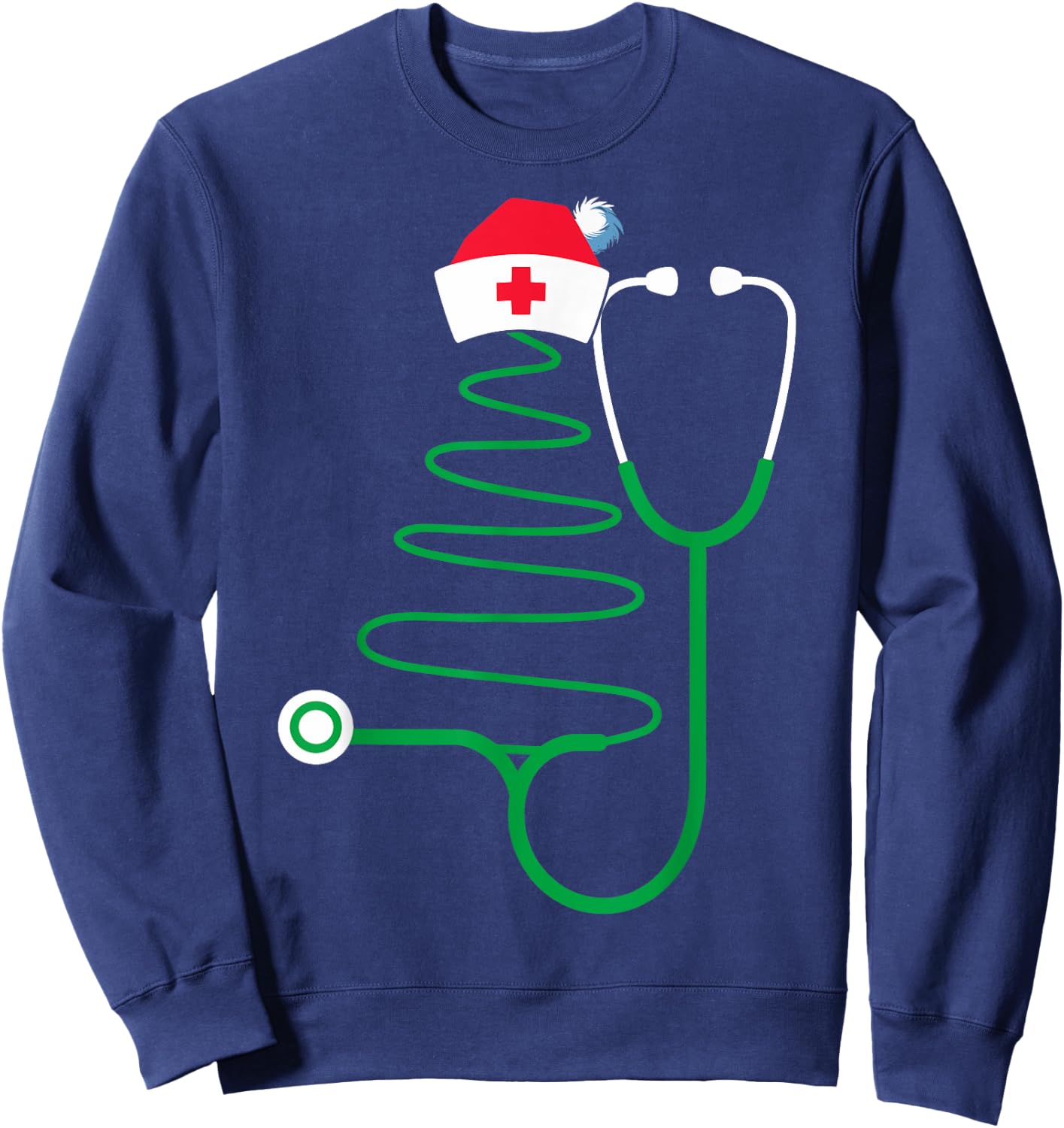 Stethoscope Christmas Tree Nurse Christmas Scrub Sweatshirt - Sweatshirt | Navy