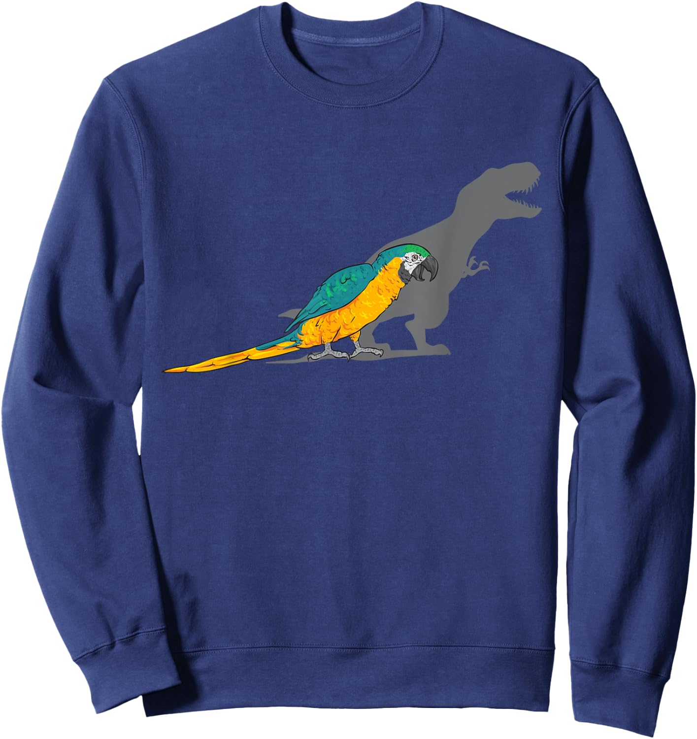 Macaw Parrot T-Rex Dinosaur Blue And Yellow Macaw Sweatshirt - Sweatshirt | Navy
