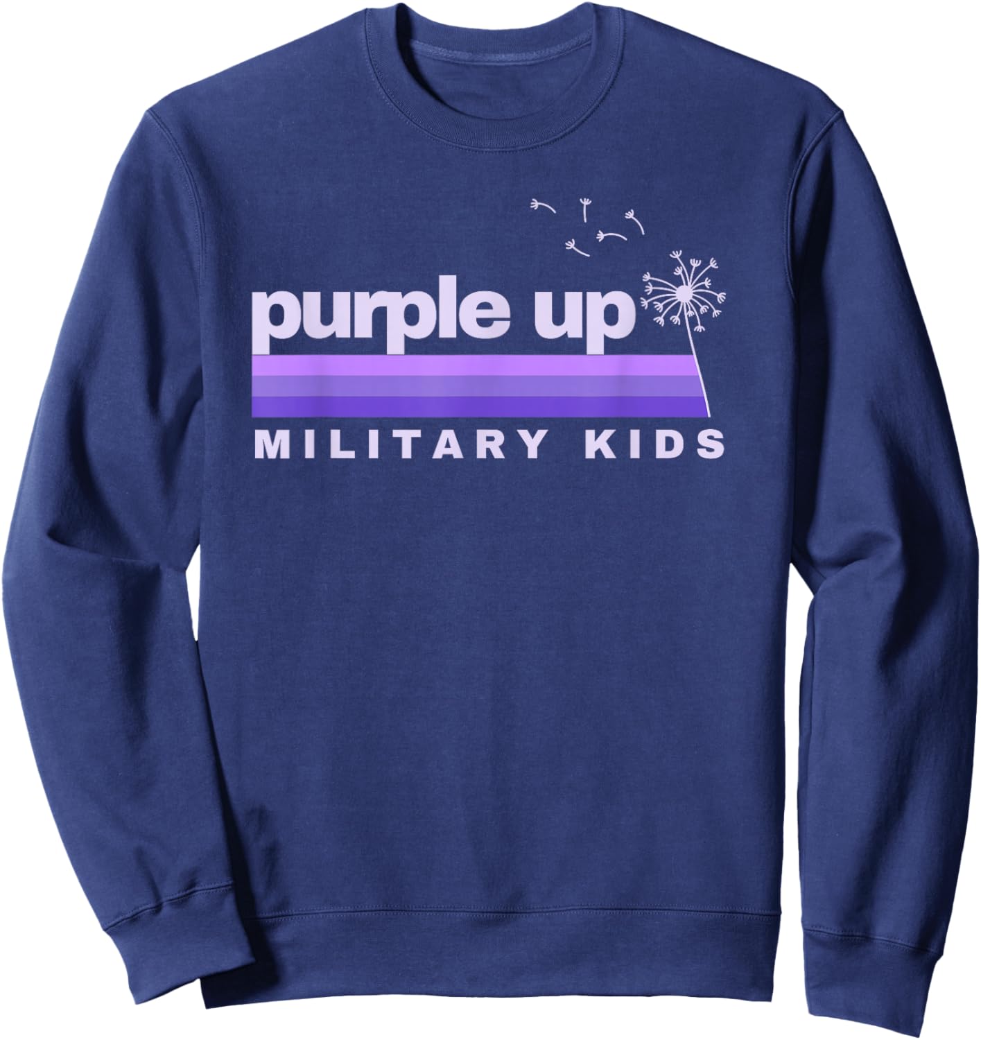 Purple Up For Military Kids Military Child Month Dandelion Sweatshirt - Sweatshirt | Navy