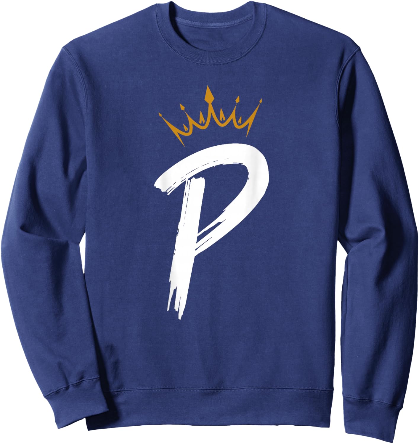 Queen King Letter P - BACKSIDE Letter With Crown Alphabet Sweatshirt - Sweatshirt | Navy
