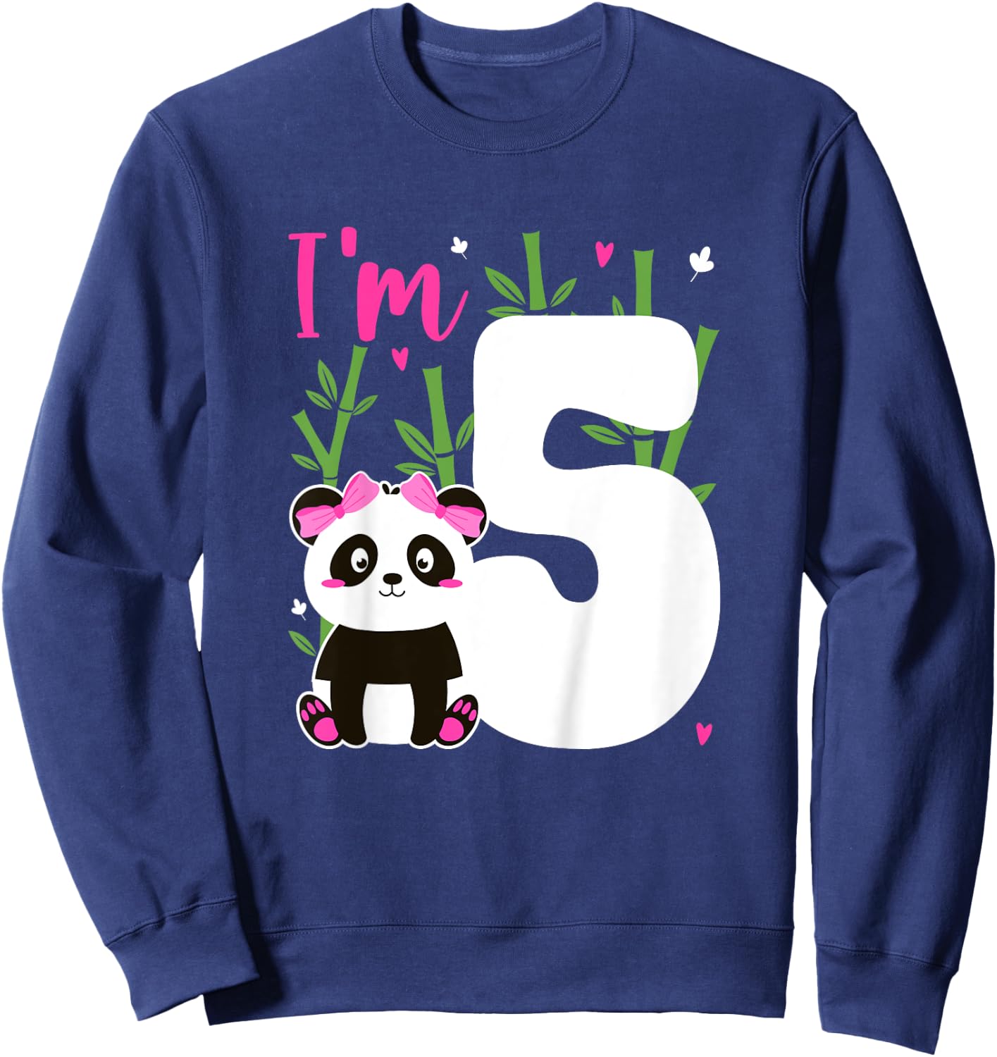 Kids 5th Panda Birthday 5 Year Old Girl Panda Bear Birthday Sweatshirt - Sweatshirt | Navy