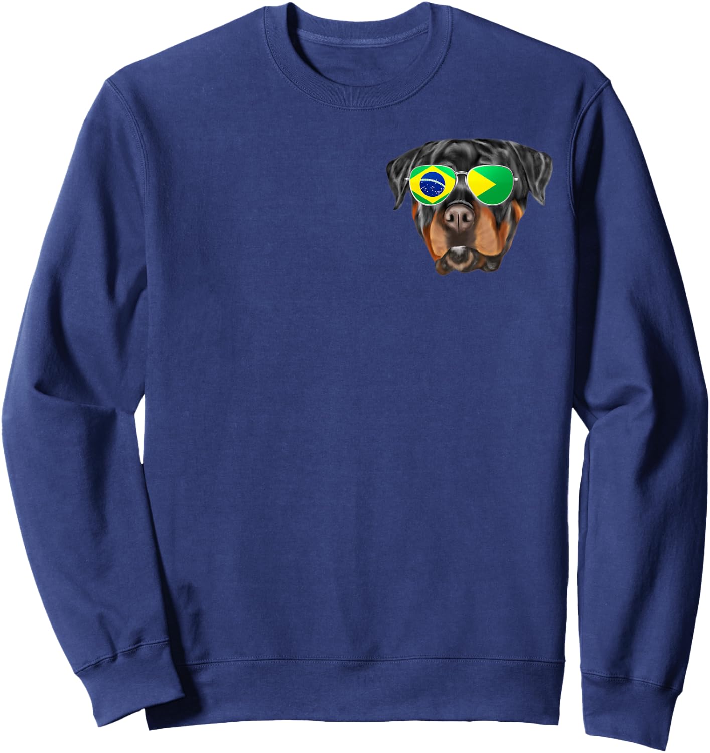 Brazilian Flag Rottweiler Dog Brazil Pocket Sweatshirt - Sweatshirt | Navy