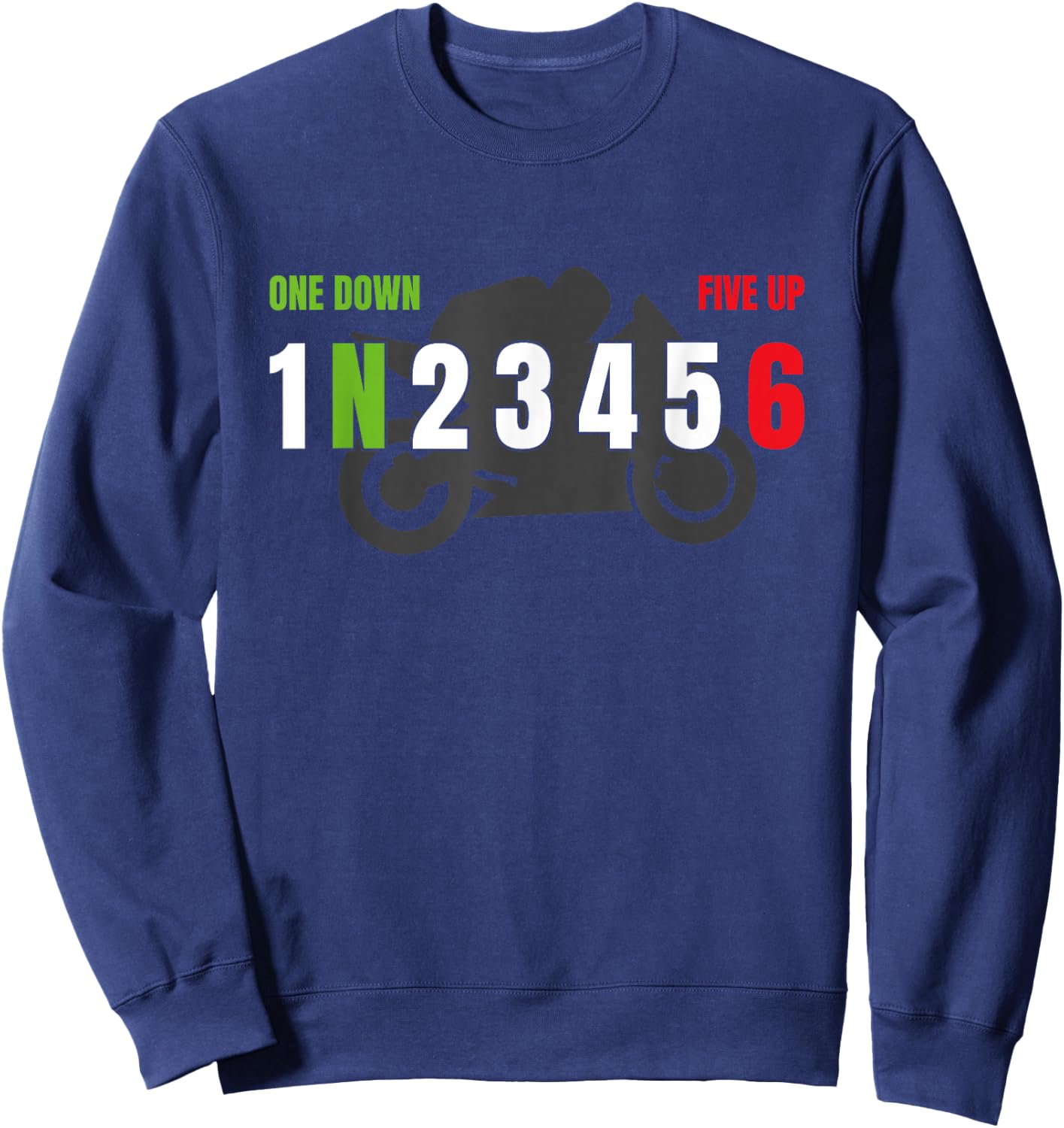 Motorrad Gangschaltung One Down Five Up Biker Racing Sweatshirt - Sweatshirt | Navy