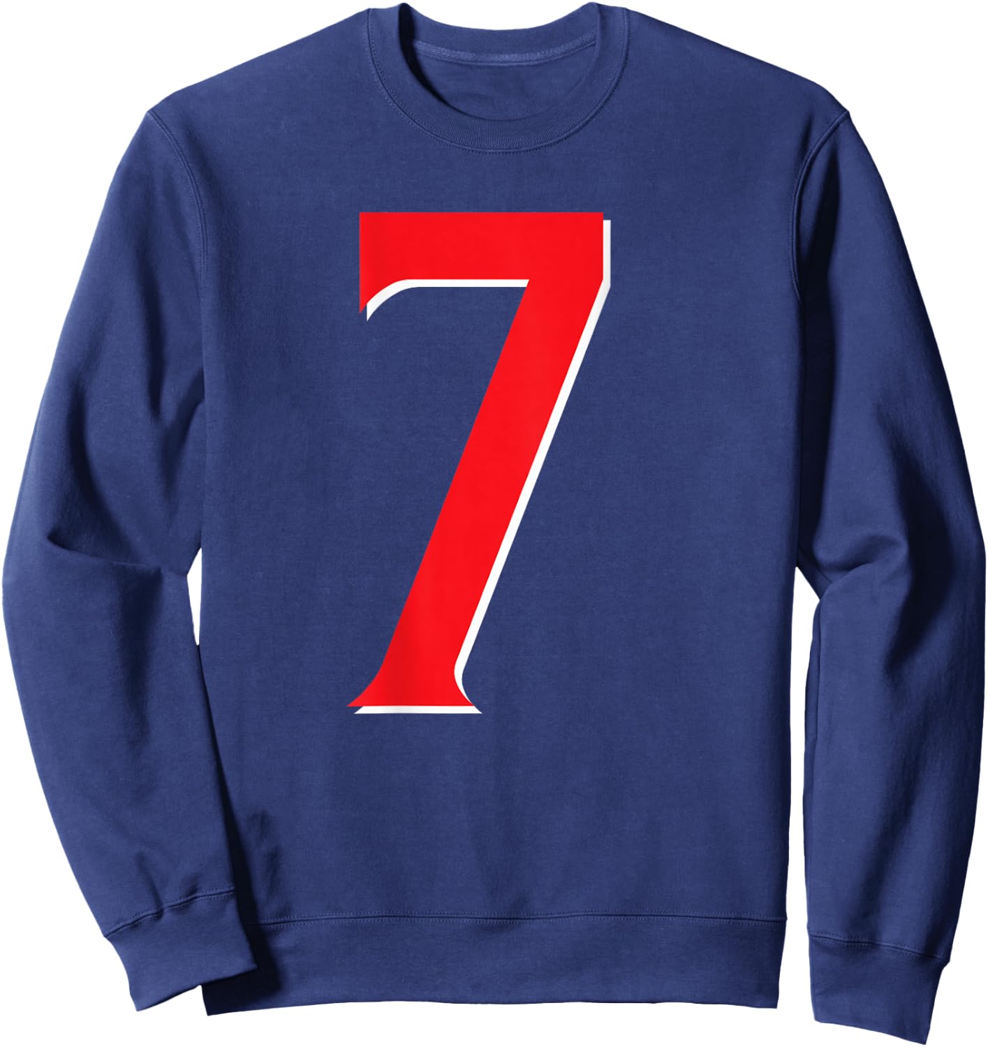 #7 Jersey Uniform Varsity Sports Number Red, 7th Birthday Sweatshirt - Sweatshirt | Navy