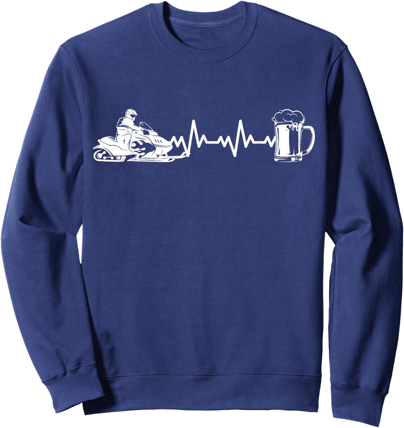 Snowmobil Snow Machine - Heartbeat EKG Snowmobiling Sweatshirt - Sweatshirt | Navy