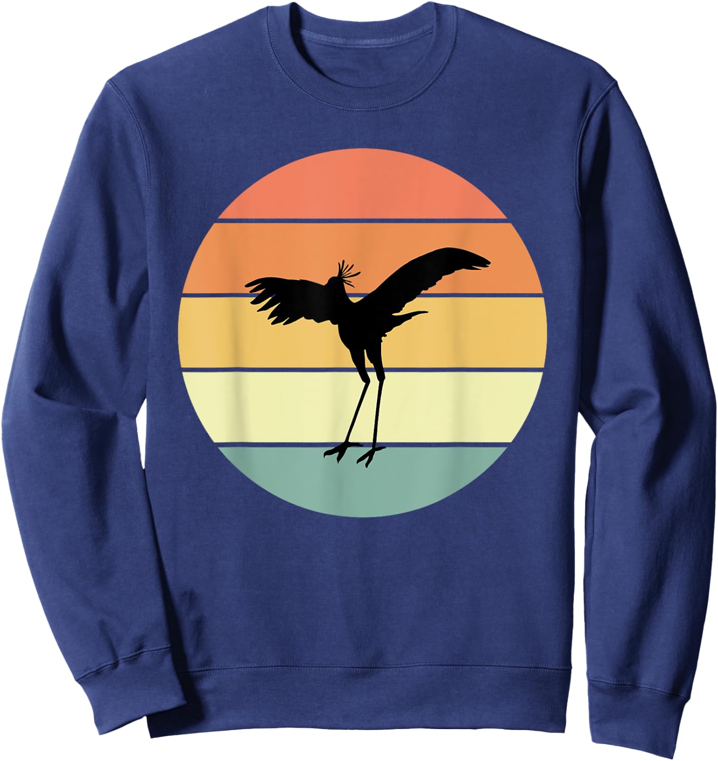 Retro Secretary Bird Apparel Birds Love Birding Sweatshirt - Sweatshirt | Navy