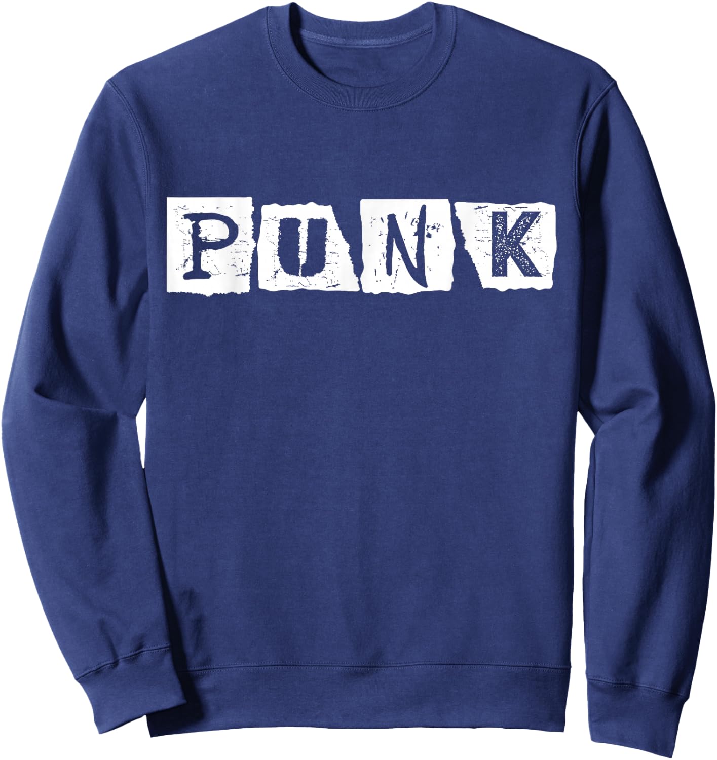Punk Rock Alternative Musik Retro Distressed Typografie Sweatshirt - Sweatshirt | Navy