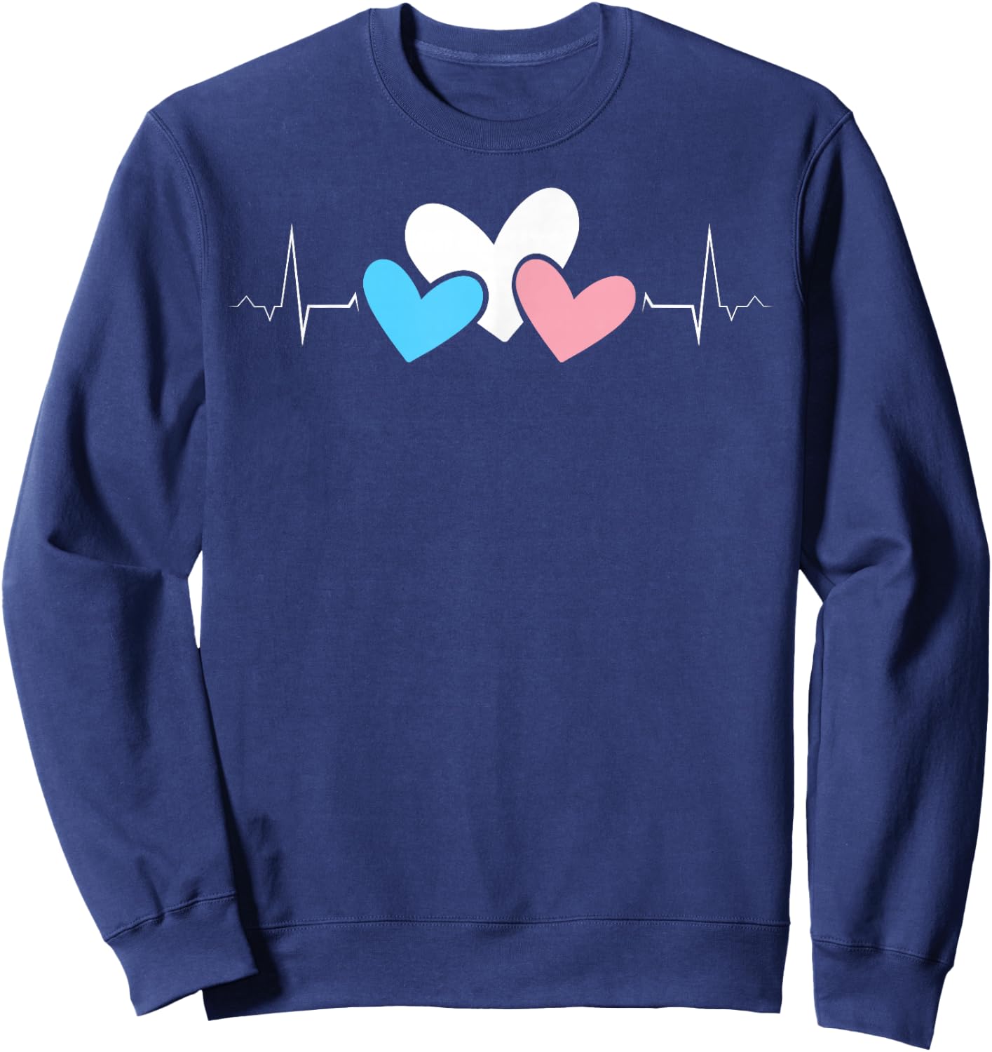 Transgender Hearts Heartbeat LGBTQ+ Pride Love Colors Sweatshirt - Sweatshirt | Navy