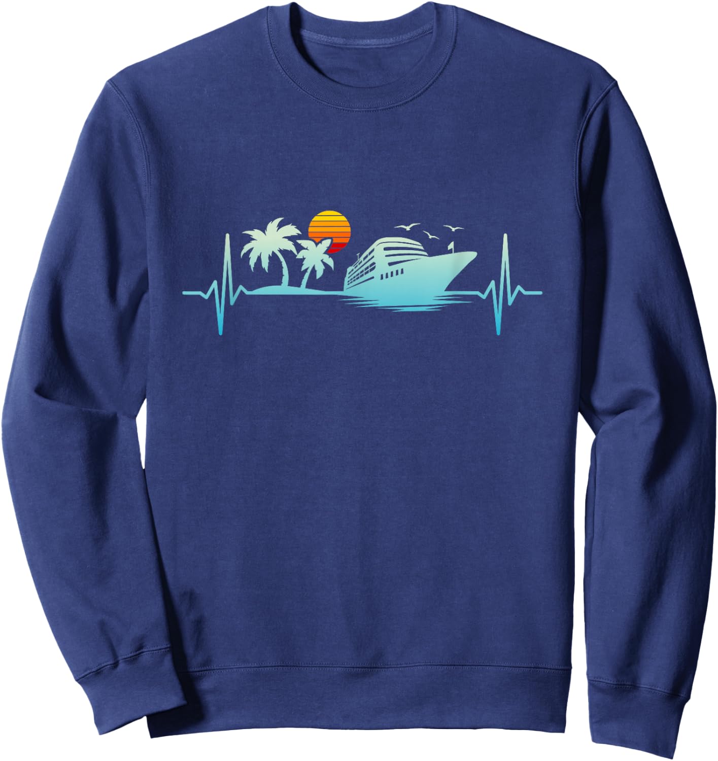 Cruise Heartbeat Summer Holiday Cruise Ship , black Sweatshirt - Sweatshirt | Navy