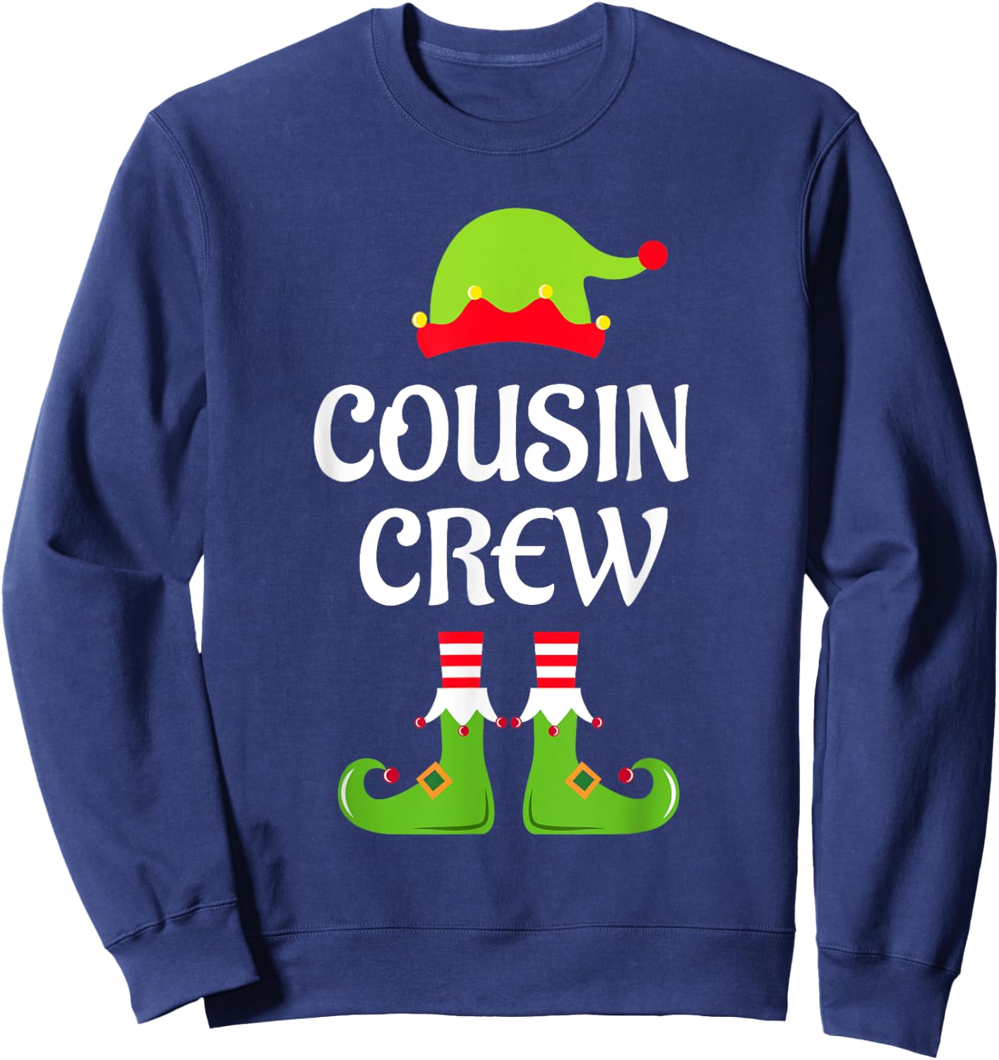 Cousin Crew Elf Christmas Funny Xmas Family Matching Pajamas Sweatshirt - Sweatshirt | Navy