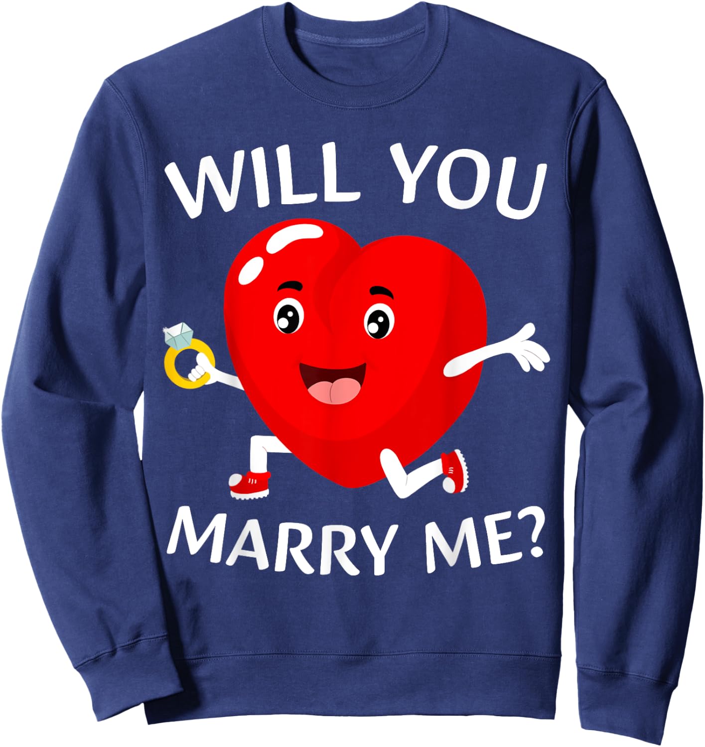 Will You Marry Me? Love Heart Marriage Proposal Wedding Art Sweatshirt - Sweatshirt | Navy