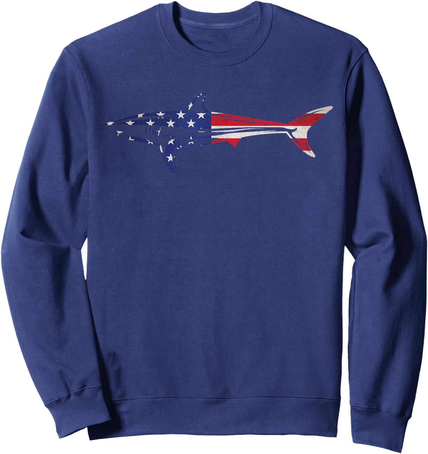 Fishing Gift Mako Shark Fish American Flag USA 4th Of July Sweatshirt - Sweatshirt | Navy
