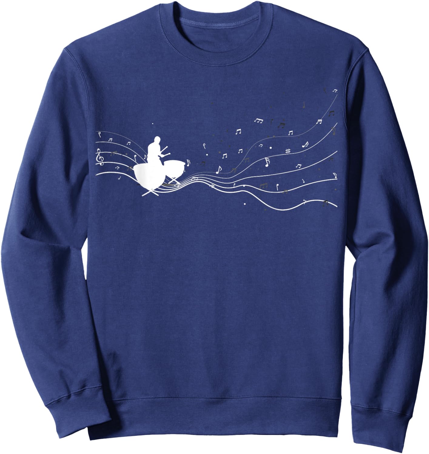 Timpani musician in music notes for Timpani player Sweatshirt - Sweatshirt | Navy