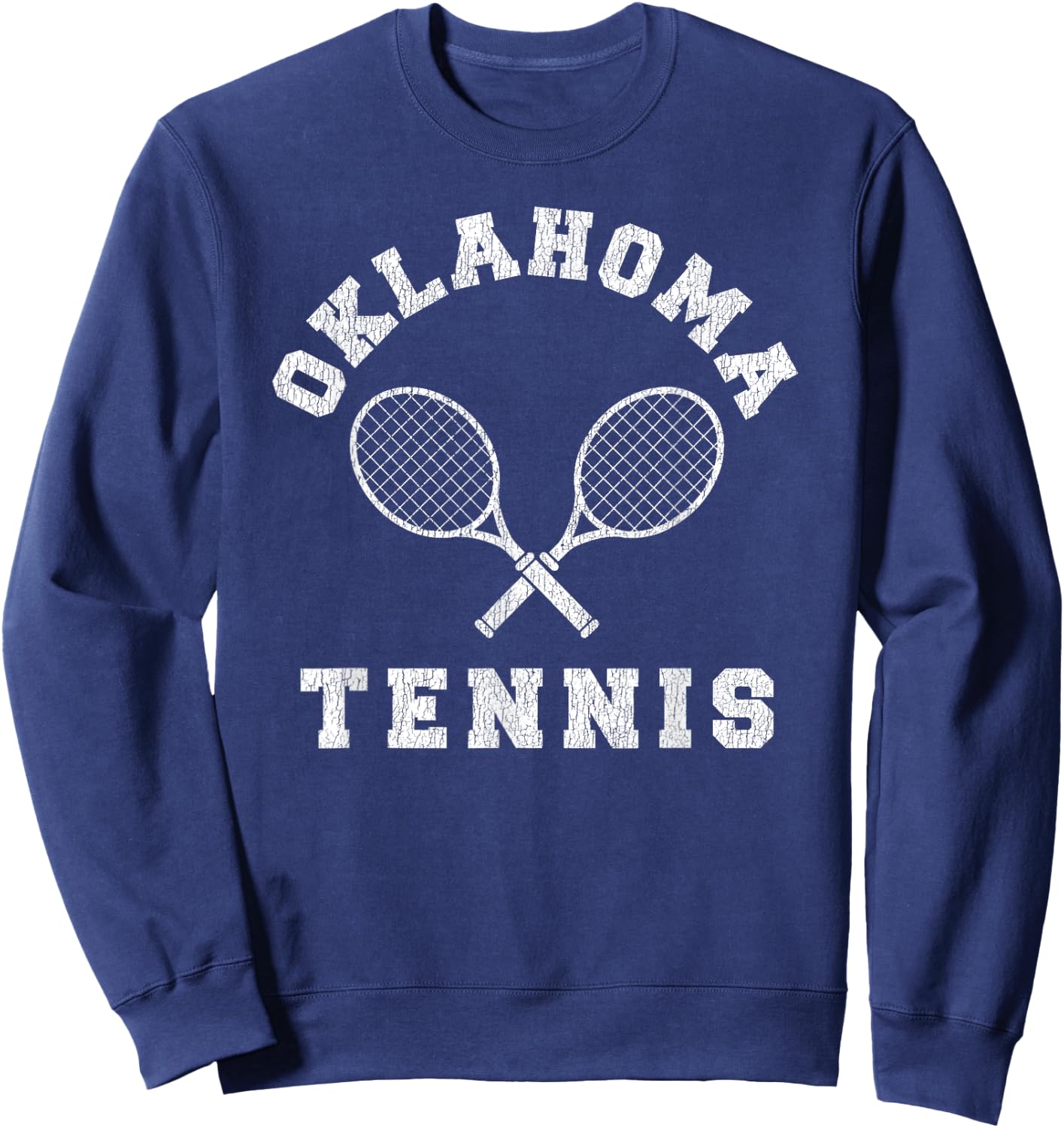 Oklahoma Vintage Tennis Team Distressed Retro 90s Vibe Sweatshirt - Sweatshirt | Navy