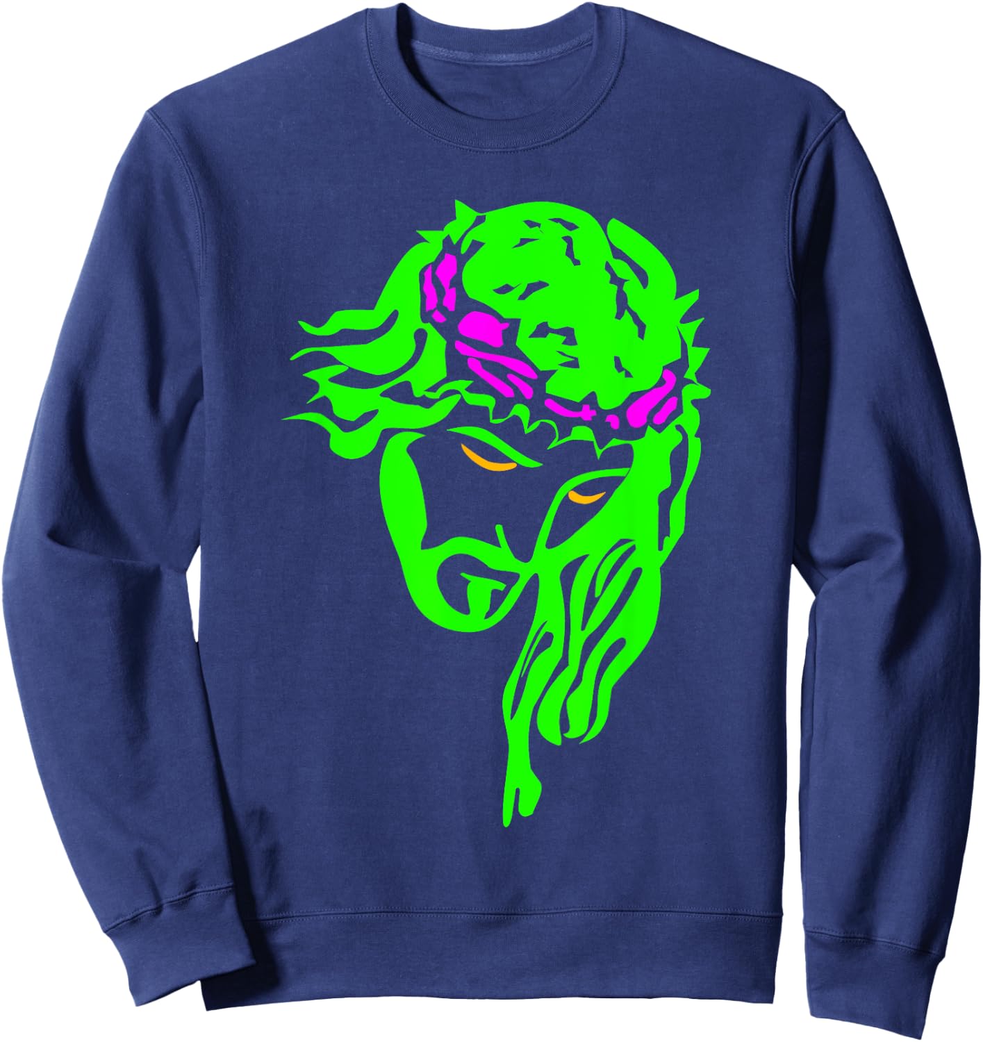 Neon Jesus || Cool Christian Sweatshirt - Sweatshirt | Navy