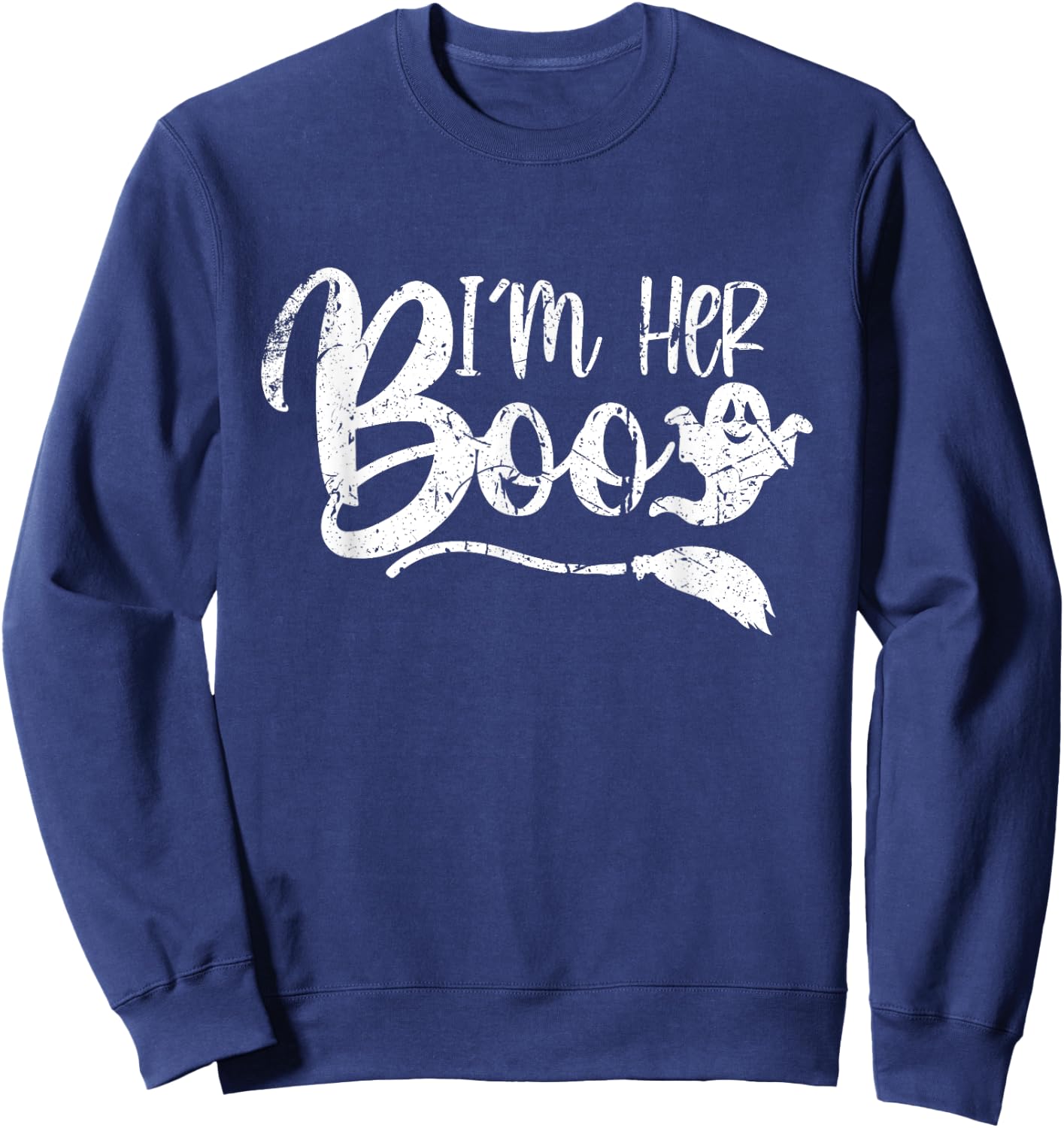 Vintage I'm Her Boo Funny Matching Couples Halloween Sweatshirt - Sweatshirt | Navy