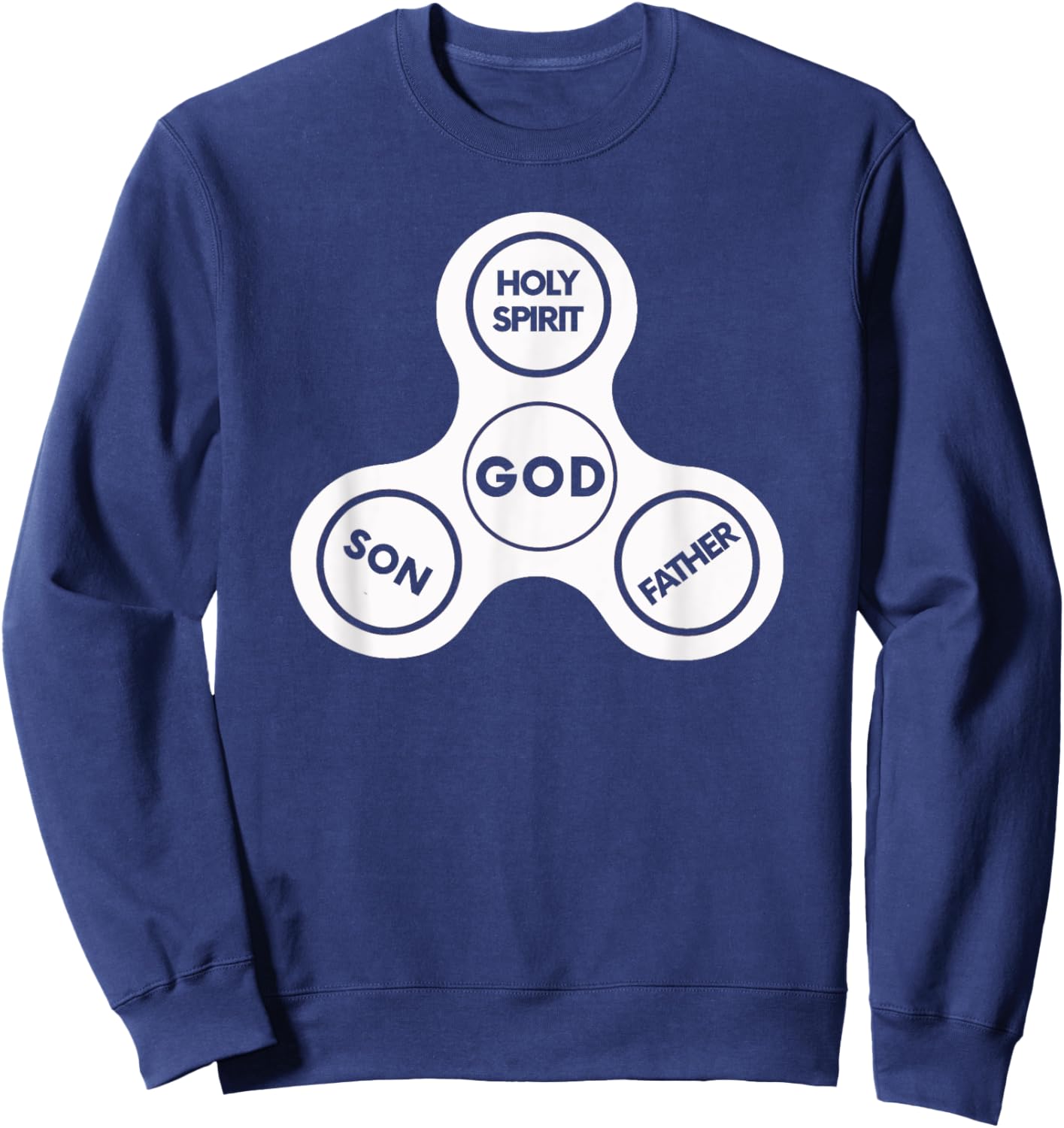HOLY TRINITY Christian Fun Fidget Spinner God Bible Sweatshirt - Sweatshirt | Navy