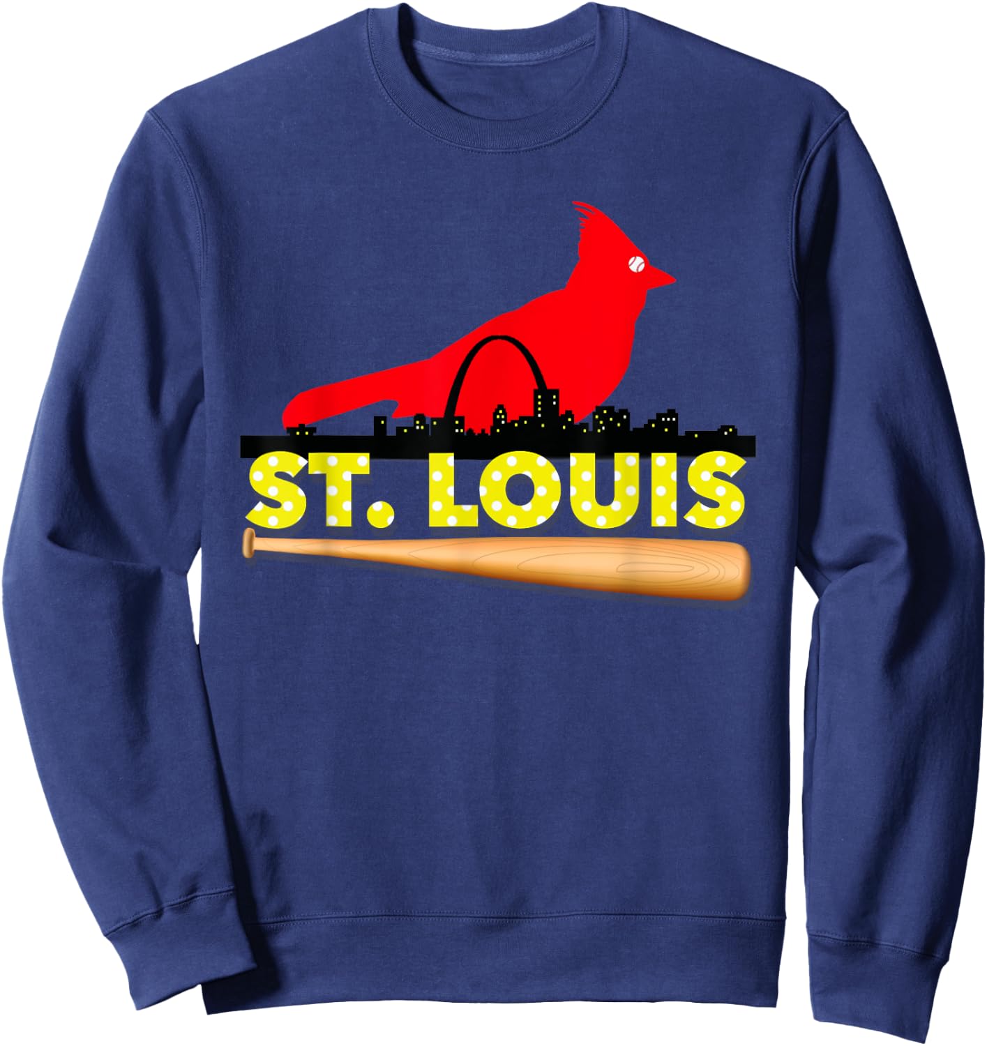 Saint Louis Red Cardinal Eye Bird Ball and Skyline Sweatshirt - Sweatshirt | Navy