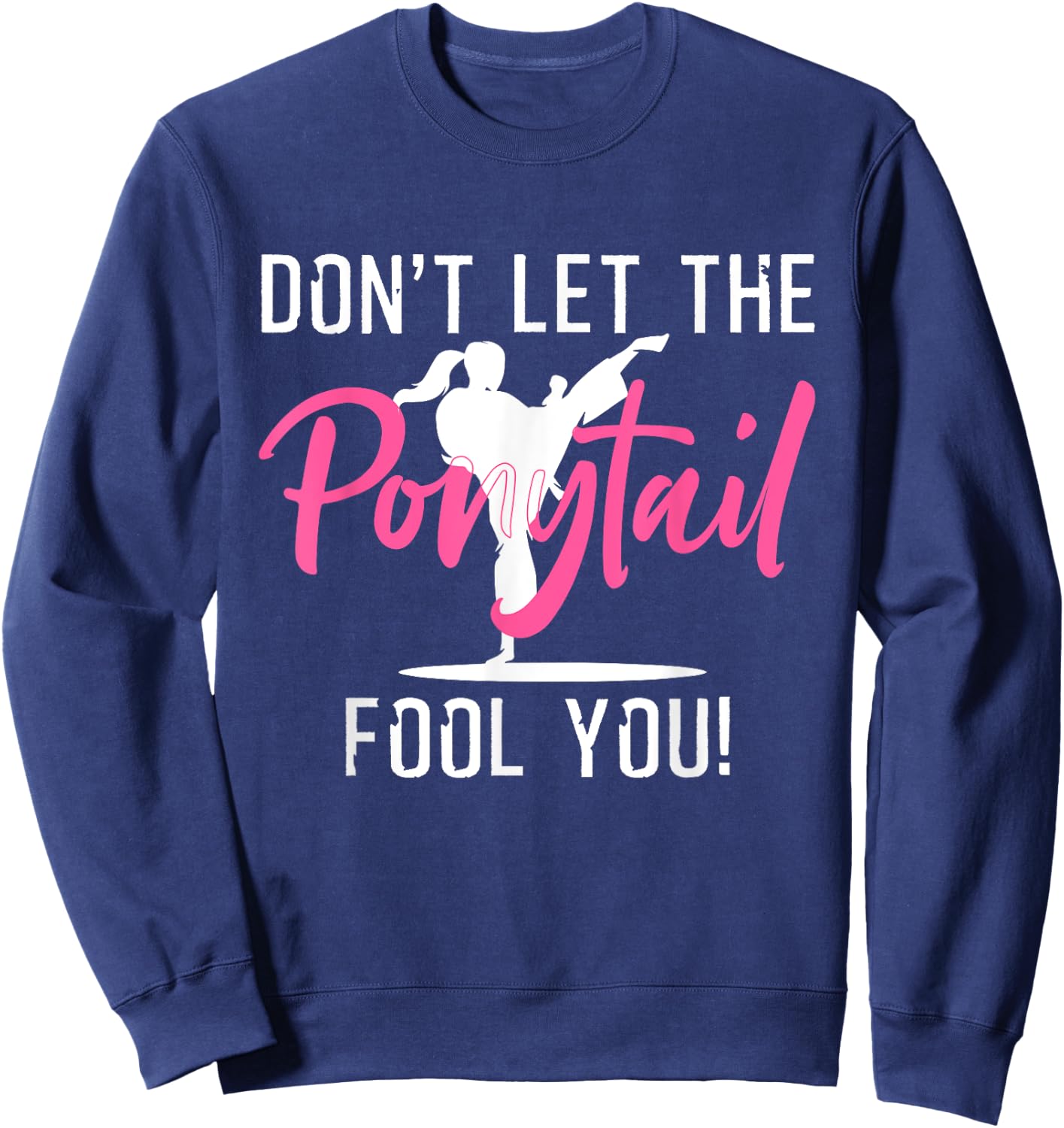 Funny Girl Karate Design Kids Women Kickboxing Black Belt Sweatshirt - Sweatshirt | Navy