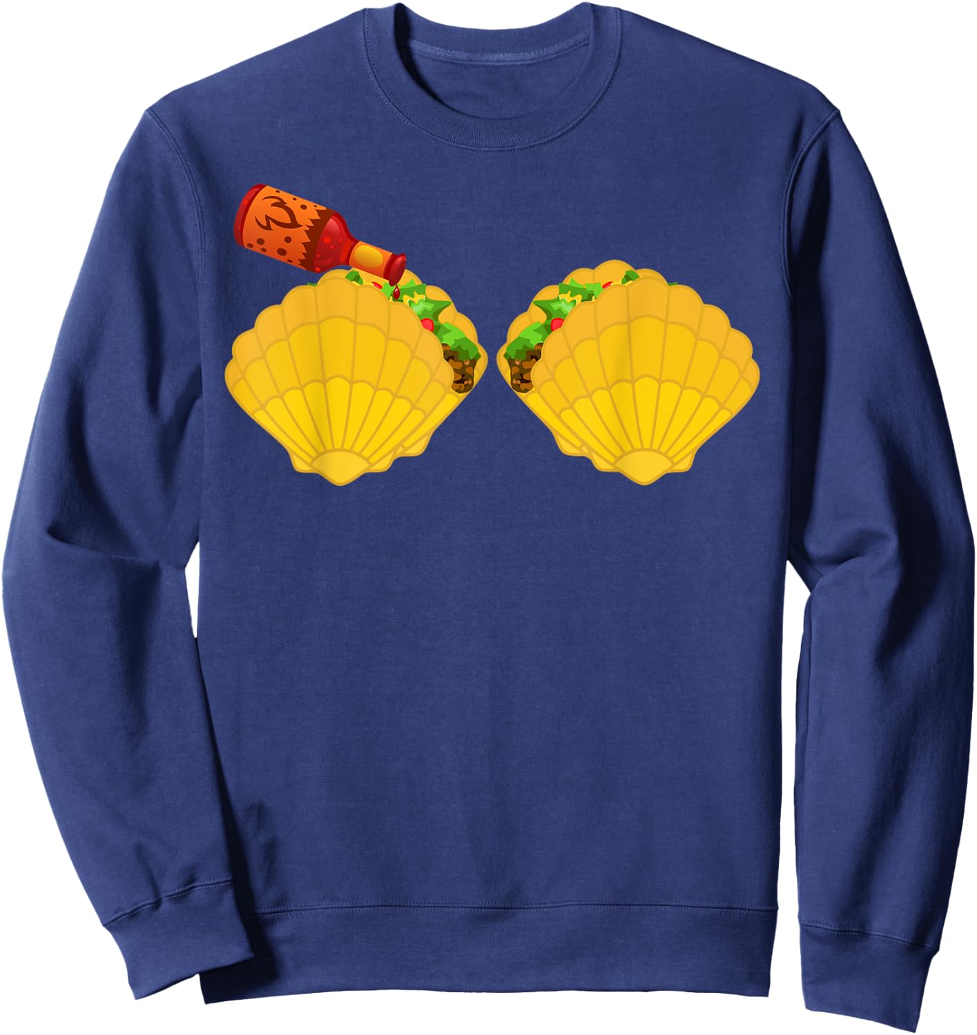 Mermaid Shell Shirt Taco Bra & Spicy Chili Sauce Sweatshirt - Sweatshirt | Navy