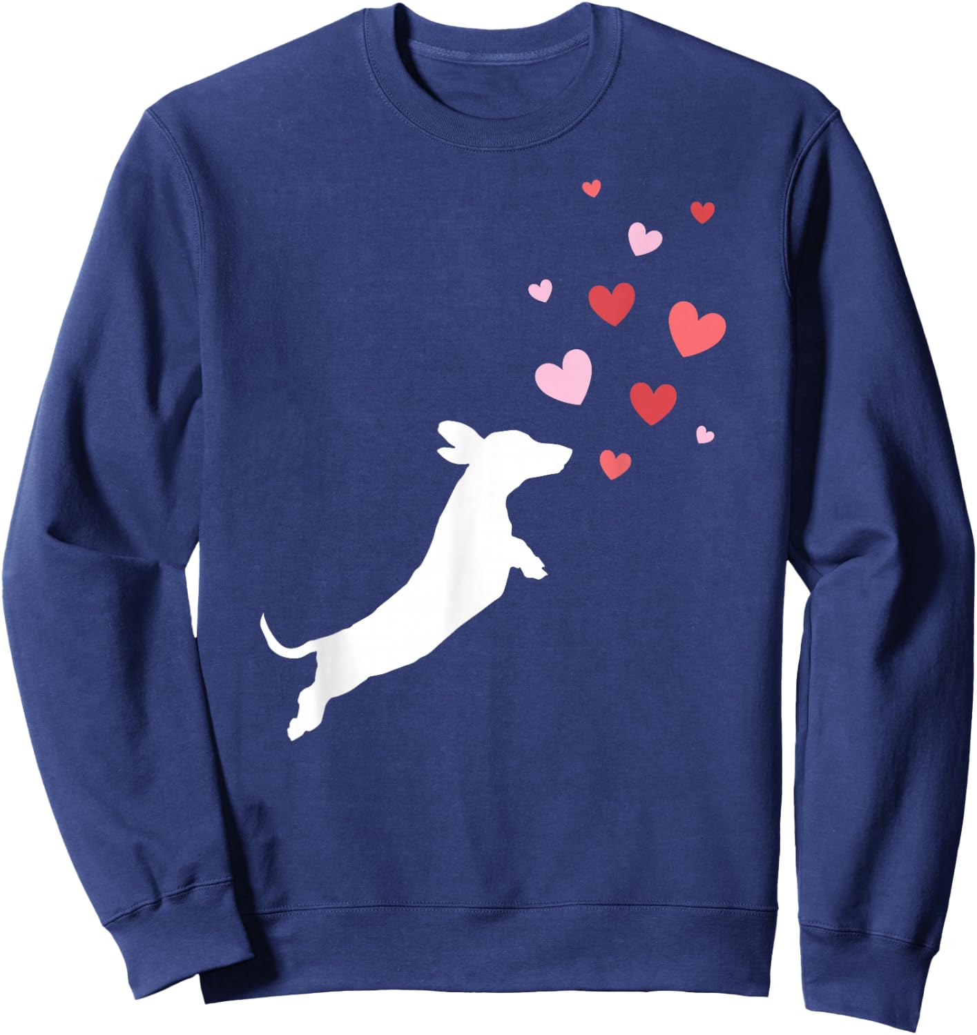 Valentine's Day - Dachshund Chasing Hearts Sweatshirt - Sweatshirt | Navy