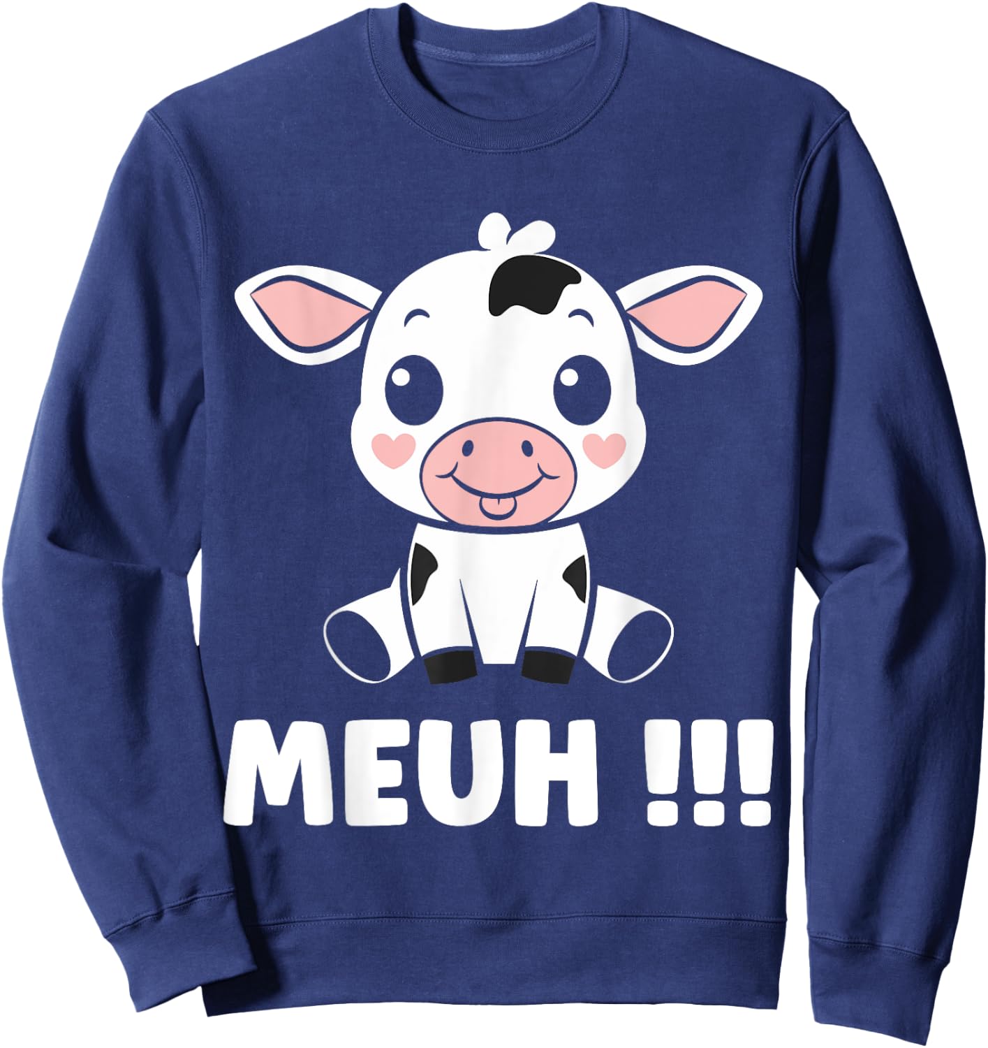Little Cows Cute Humor Animal Muh Cow , Black, S Sweatshirt - Sweatshirt | Navy