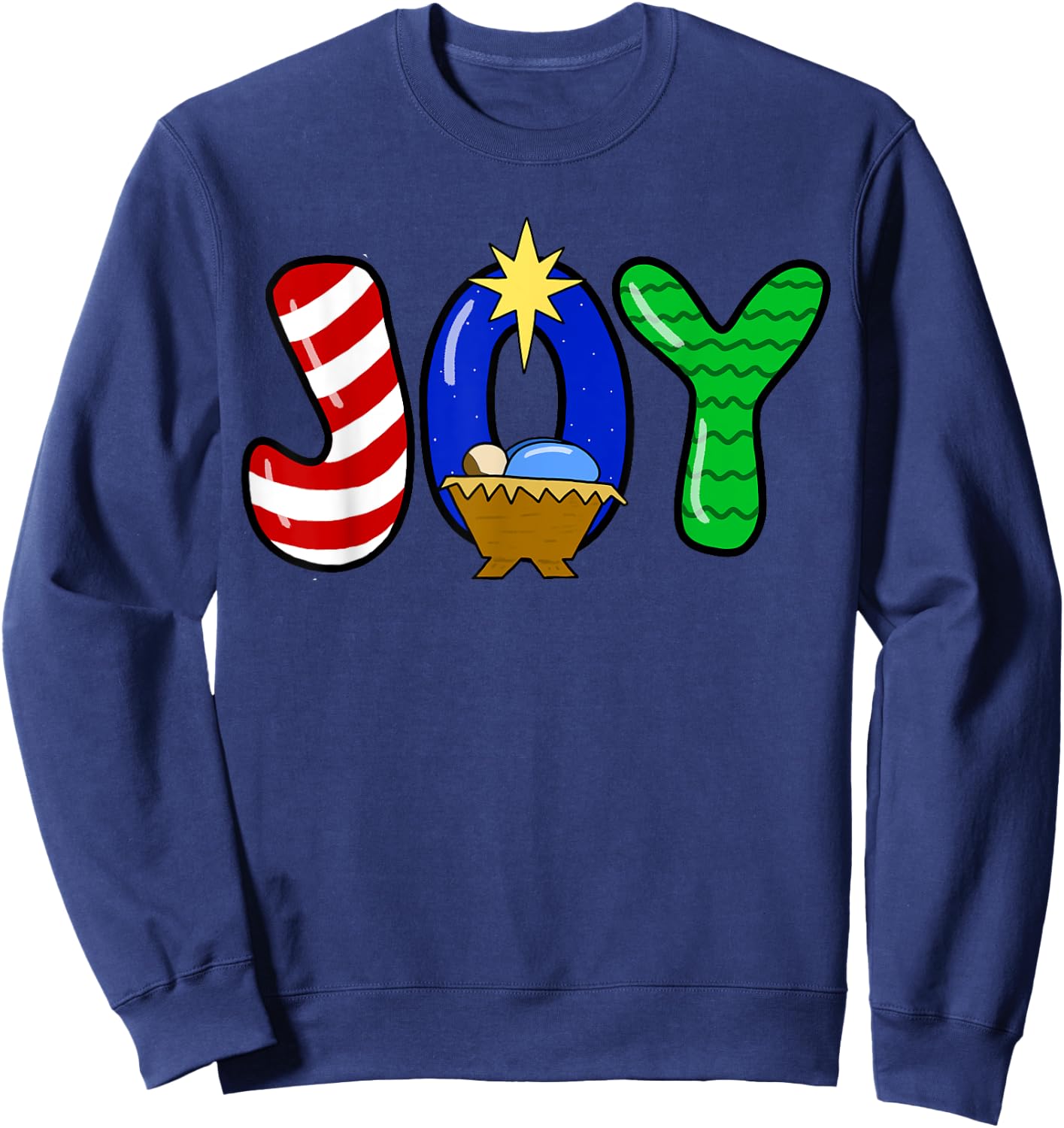 Choose Joy Christmas Manger Baby Jesus Nativity Joy Pajamas Sweatshirt - Sweatshirt | Navy