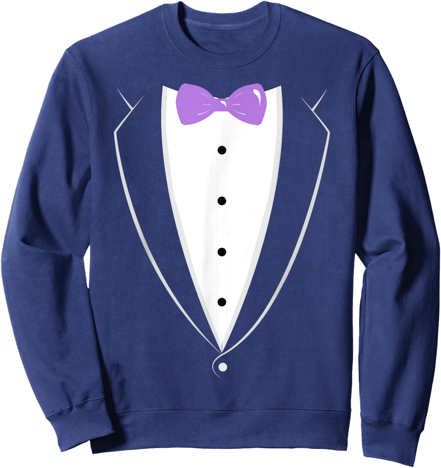 Black and White Tuxedo with Lavender Bow tie Novelty T Shirt Sweatshirt - Sweatshirt | Navy