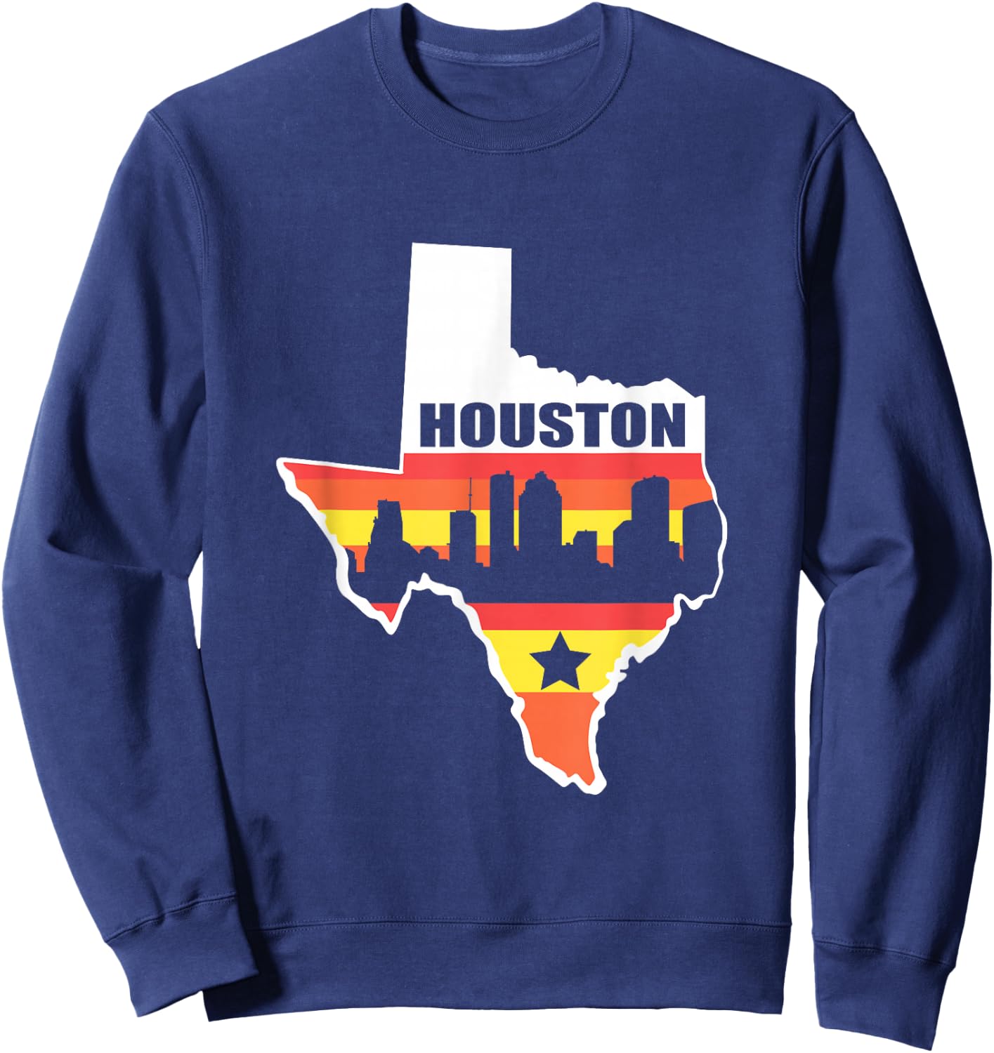 Houston Texas Vintage State Flag Houston Skyline Sweatshirt - Sweatshirt | Navy
