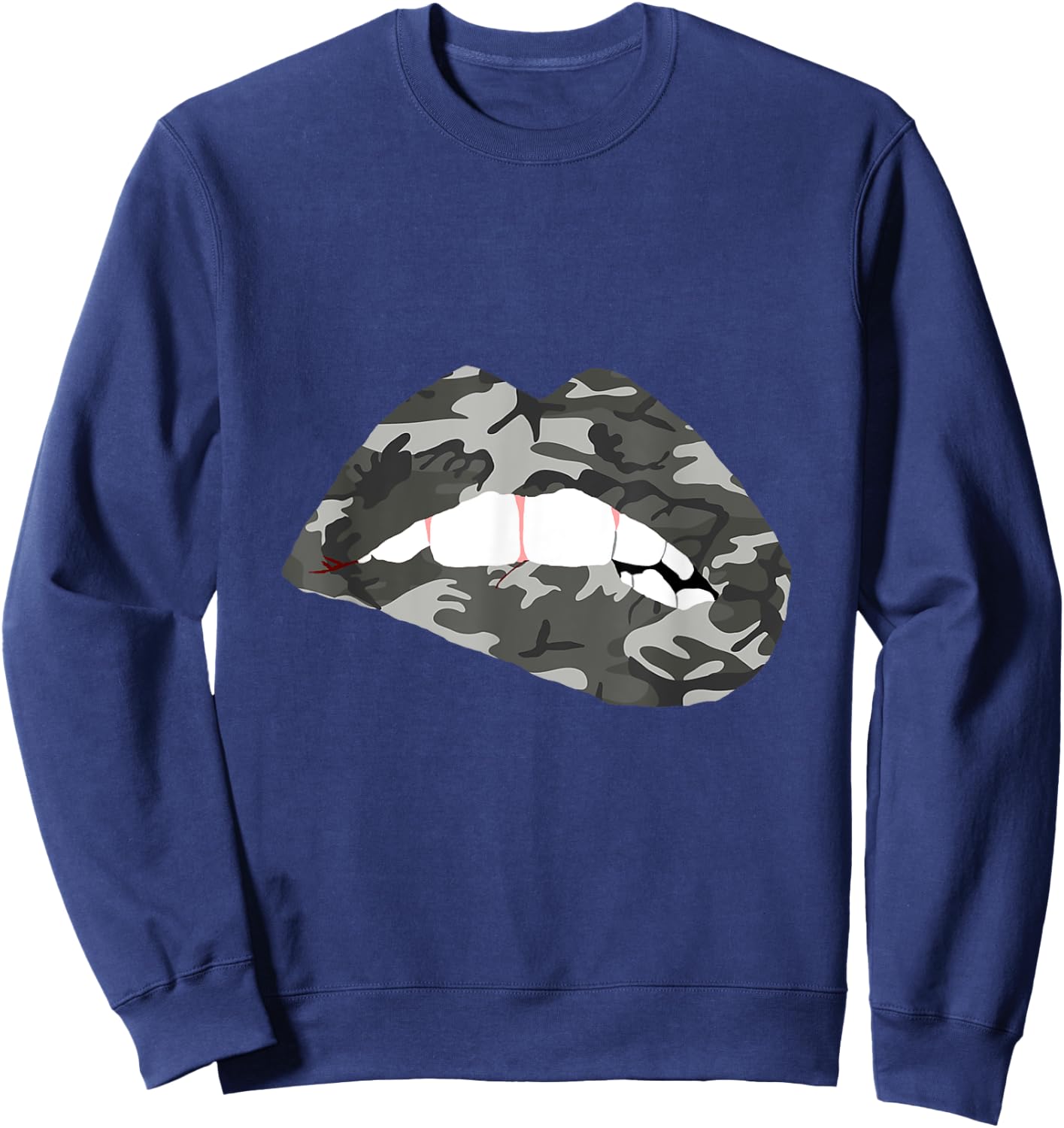 Camo Lips Mouth Camouflage Military Soldier Kissing Sweatshirt - Sweatshirt | Navy