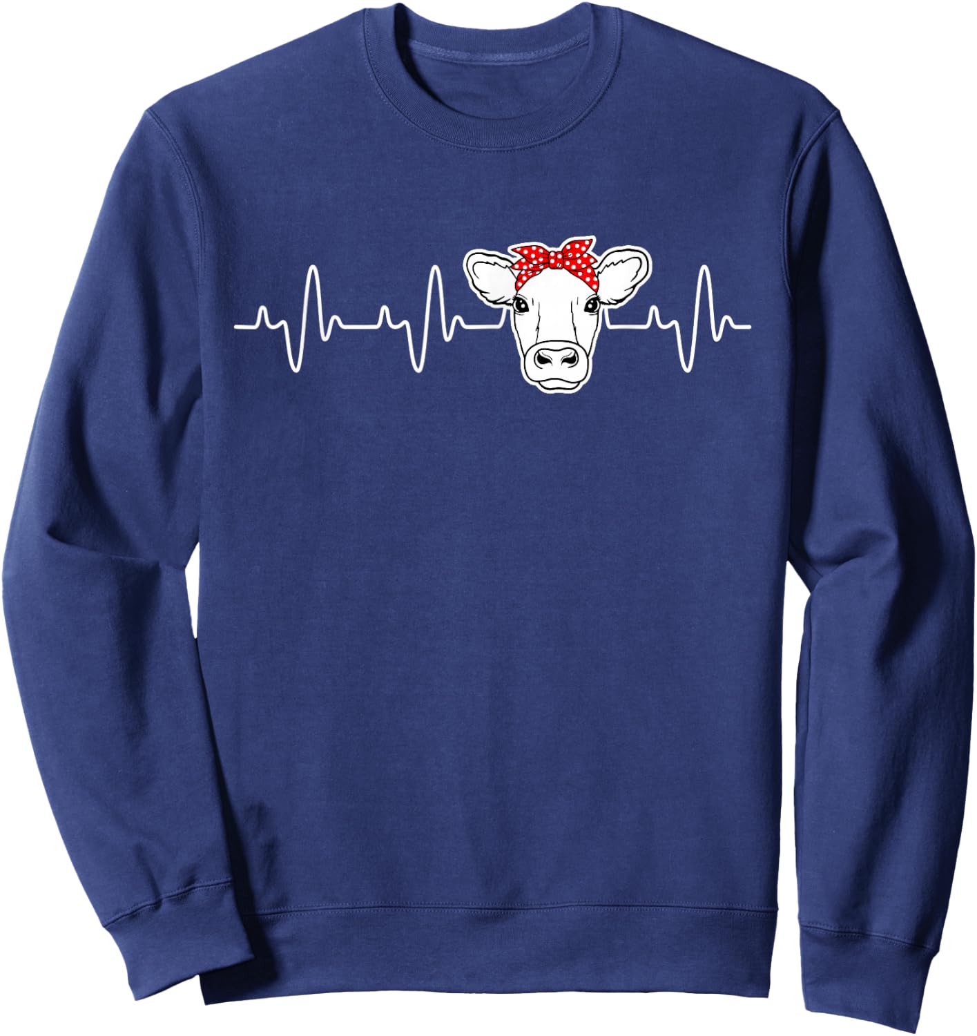 Cattle Cow Heart Valve EKG Heartbeat, Cute Cow Lover funny Sweatshirt - Sweatshirt | Navy