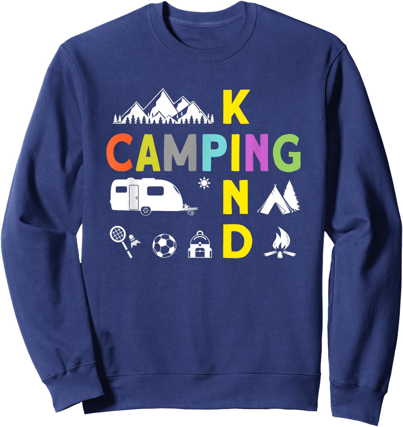 Camping Kinder Zubehör Wohnwagen Junge Mädchen Camping Kind Schwarz Klein -Kinder Camping-themed Kinder mit kurzen Ärmeln Kurzarm Camping Sweatshirt - Sweatshirt | Navy