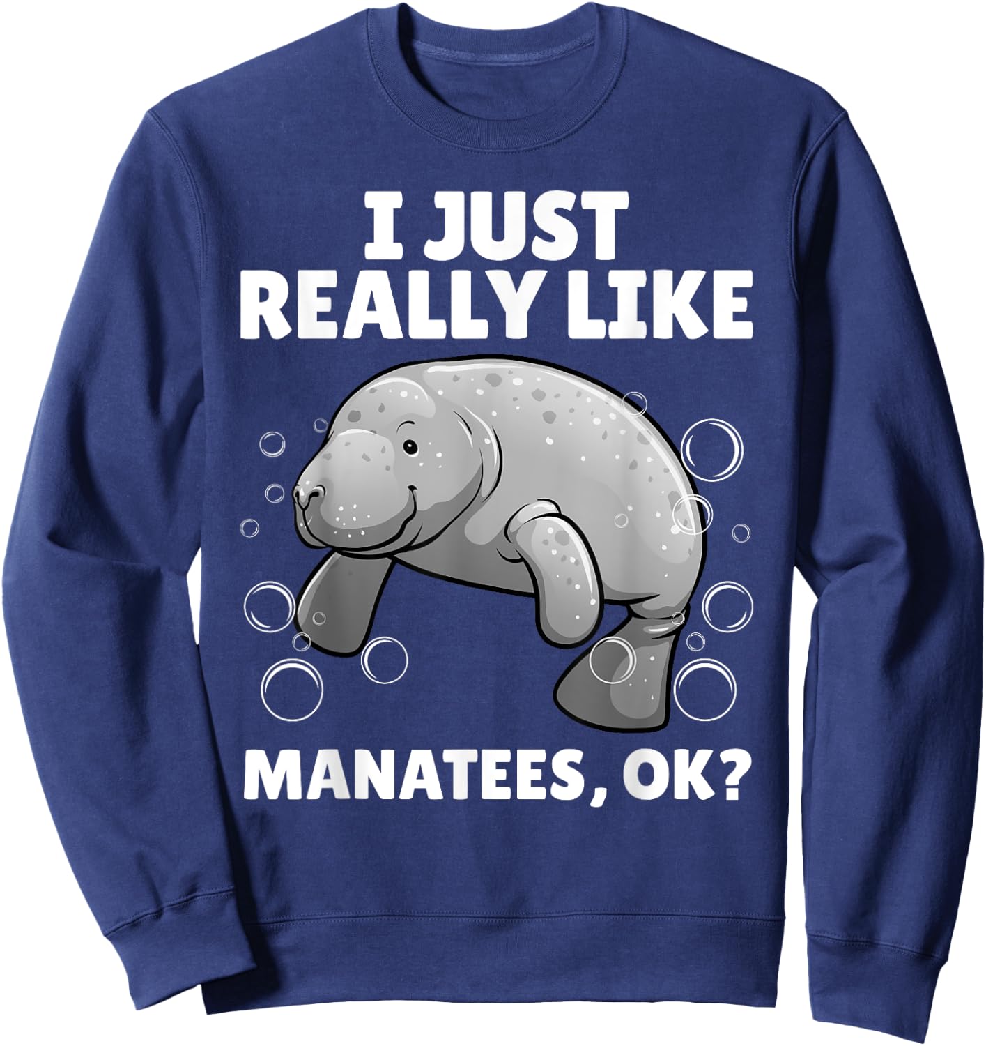 Funny Manatee Art Women Kids Sea Cow Manatee Lover Sweatshirt - Sweatshirt | Navy