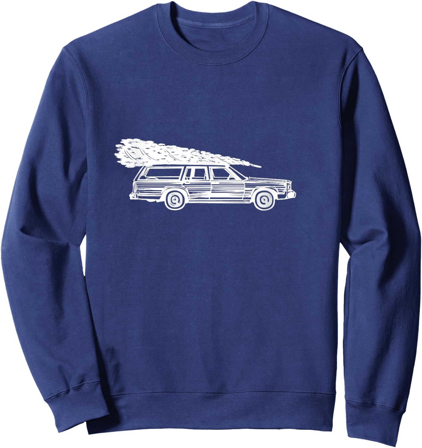 Fun Christmas Tree on Car Gift Design , Women, Kids Sweatshirt - Sweatshirt | Navy