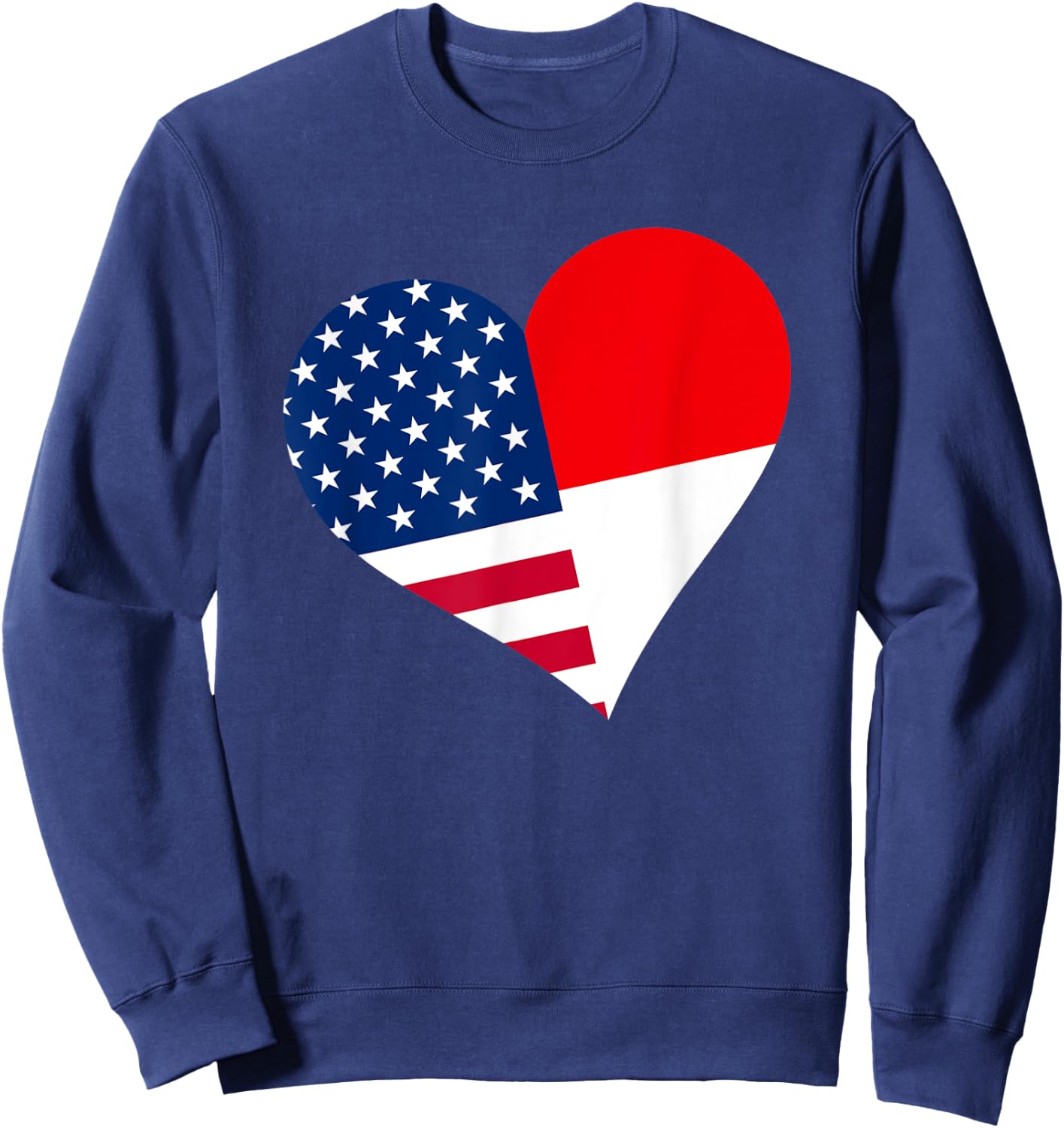 Indonesia USA Heart Shirt Indonesian American Flag Sweatshirt - Sweatshirt | Navy