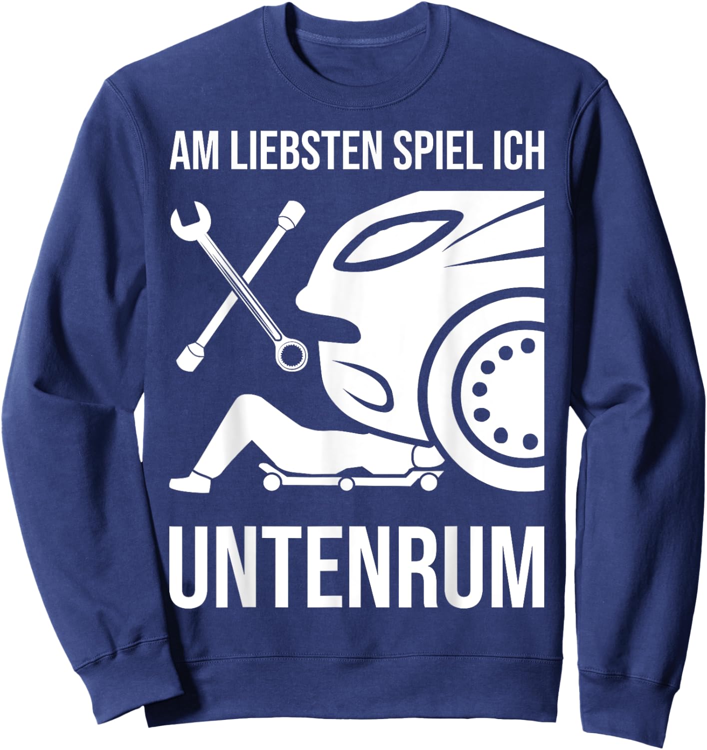 Car Mechanic Mechatronics with German Text "Schrauber", black Sweatshirt - Sweatshirt | Navy