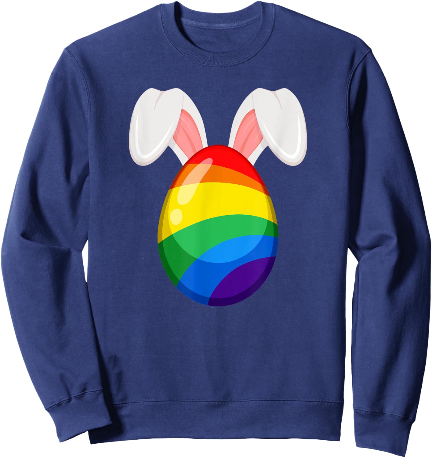 Gay Easter Bunny Ears Rainbow Egg LGBTQ Pride Sweatshirt - Sweatshirt | Navy