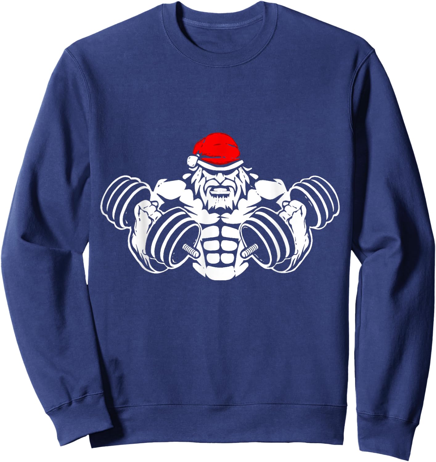 Funny Christmas Santa - Workout Gym Rat Xmas Humor Sweatshirt - Sweatshirt | Navy