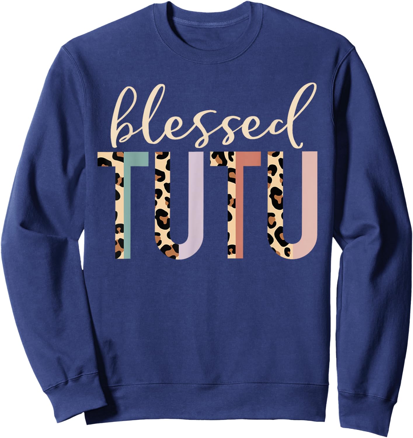 Blessed Tutu Cute Leopard Print Sweatshirt - Sweatshirt | Navy