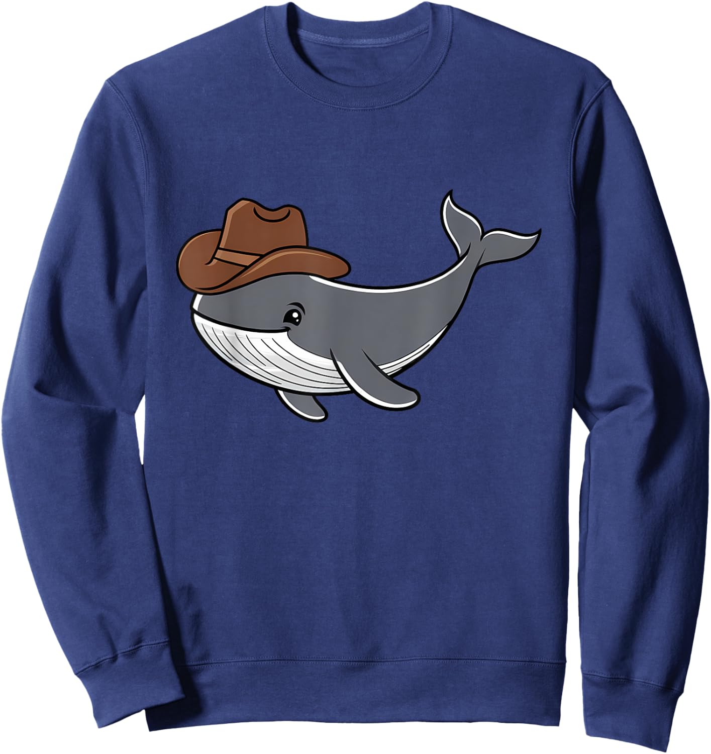Cowboy Whale Fun Humor Coastal Western Quirky Animal Sweatshirt - Sweatshirt | Navy