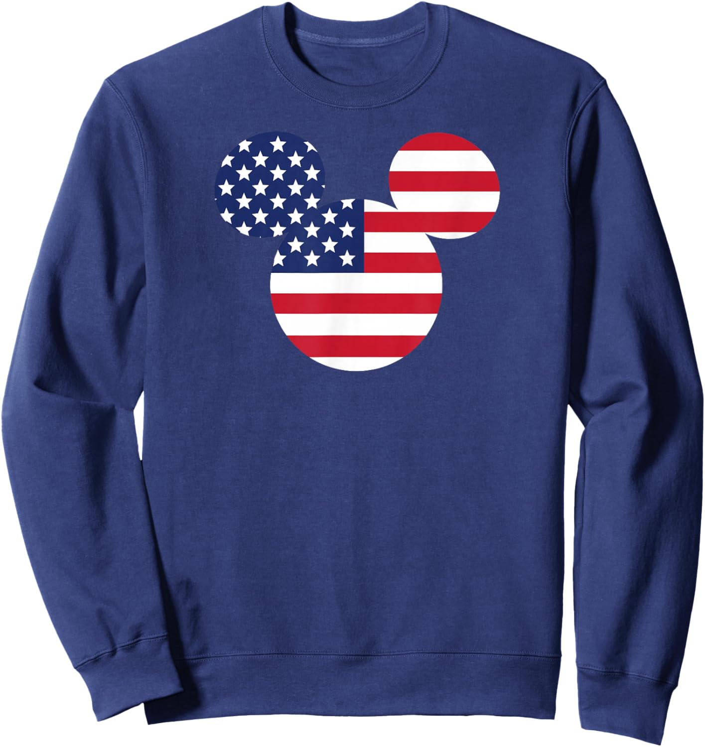Mickey Mouse - Americana Flag Fill Ear Silhouette Sweatshirt - Sweatshirt | Navy