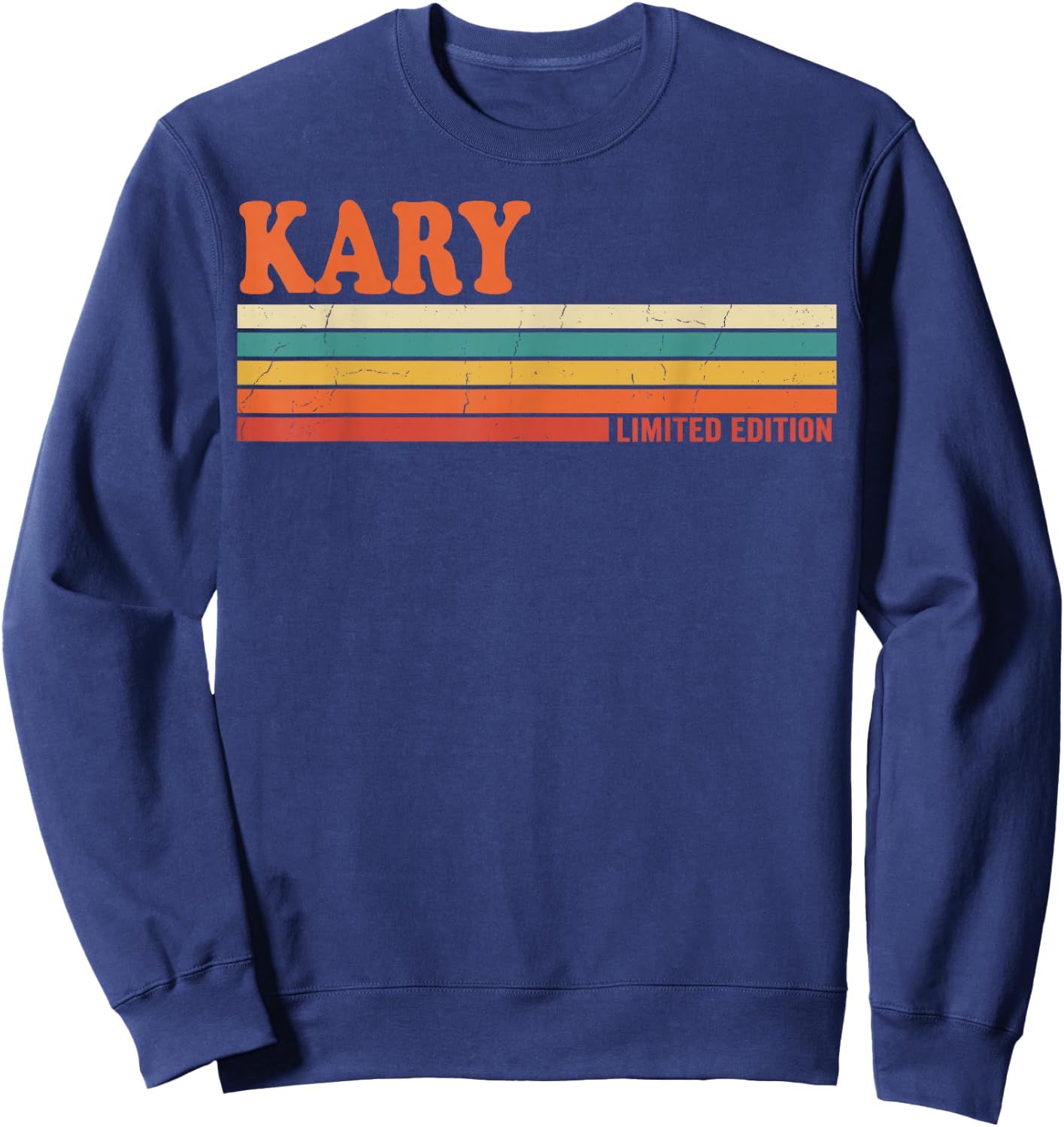 Kary Retro Personalized First Name Vintage Stripes Sweatshirt - Sweatshirt | Navy