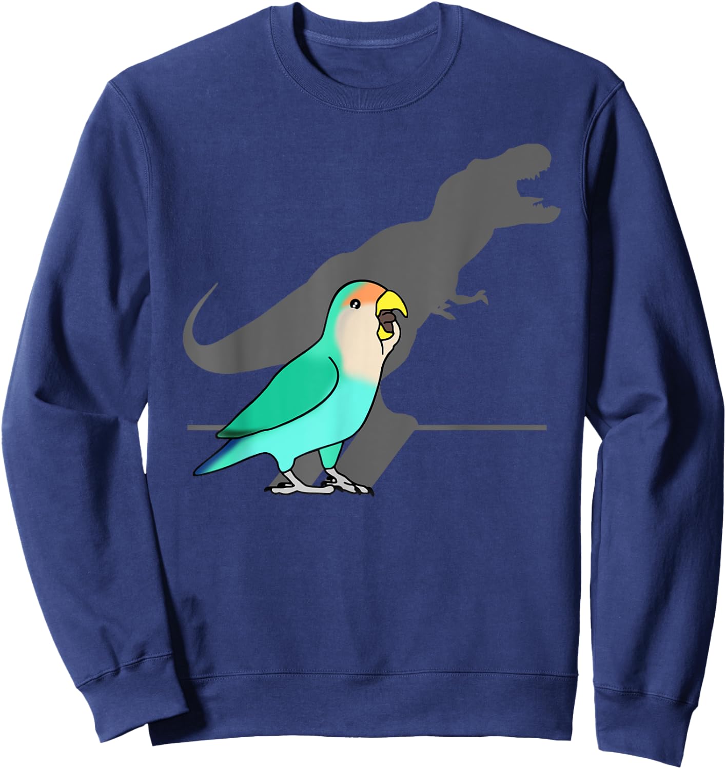 Funny Dinosaur T-Rex Shadow Dutch blue Peach faced Lovebird Sweatshirt - Sweatshirt | Navy