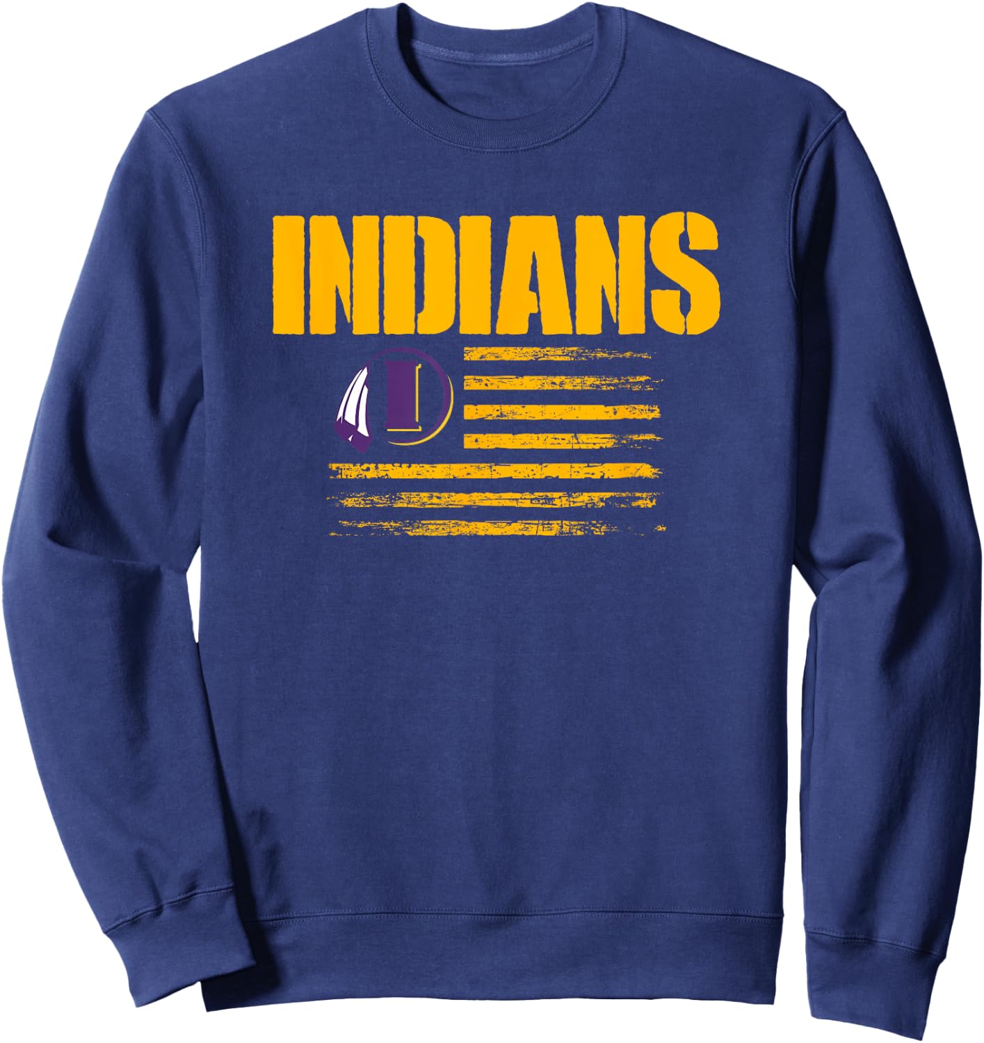 Indianola Indians Logo USA Flag Pride HS Sweatshirt - Sweatshirt | Navy